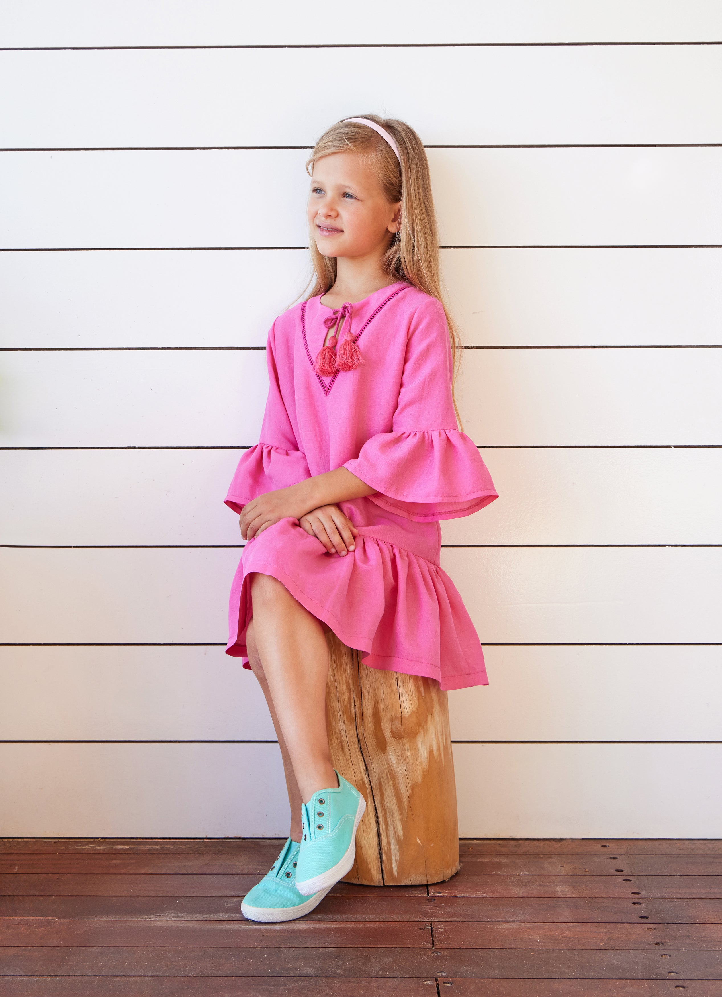 GIRL'S KAFTAN DRESS FUCHSIA