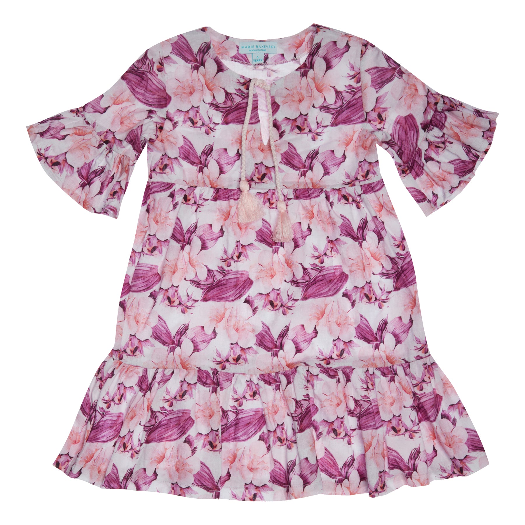 GIRL'S LINEN DRESS FLOWERS