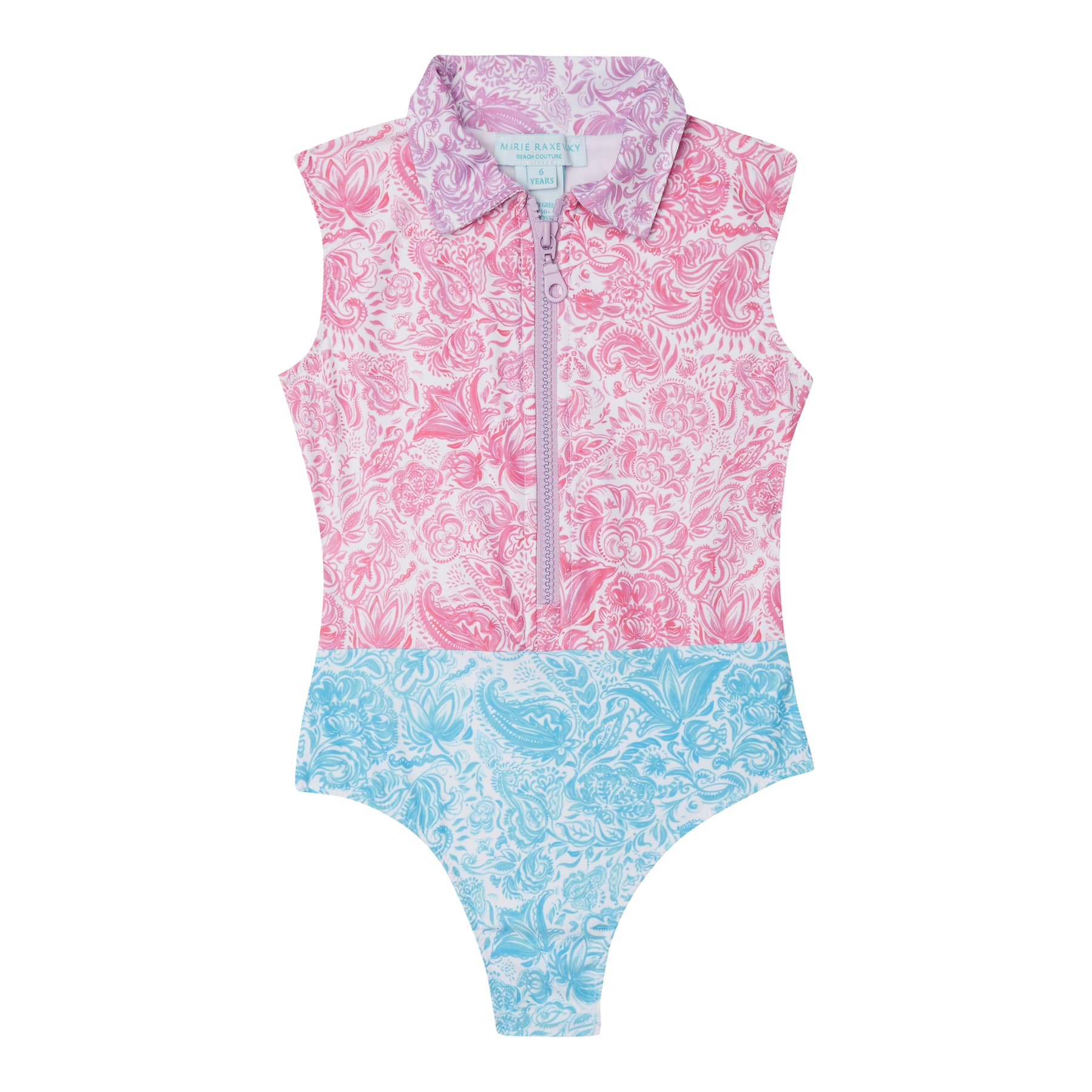GIRL'S ONE PIECE SLEEVELESS PAISLEY PINK