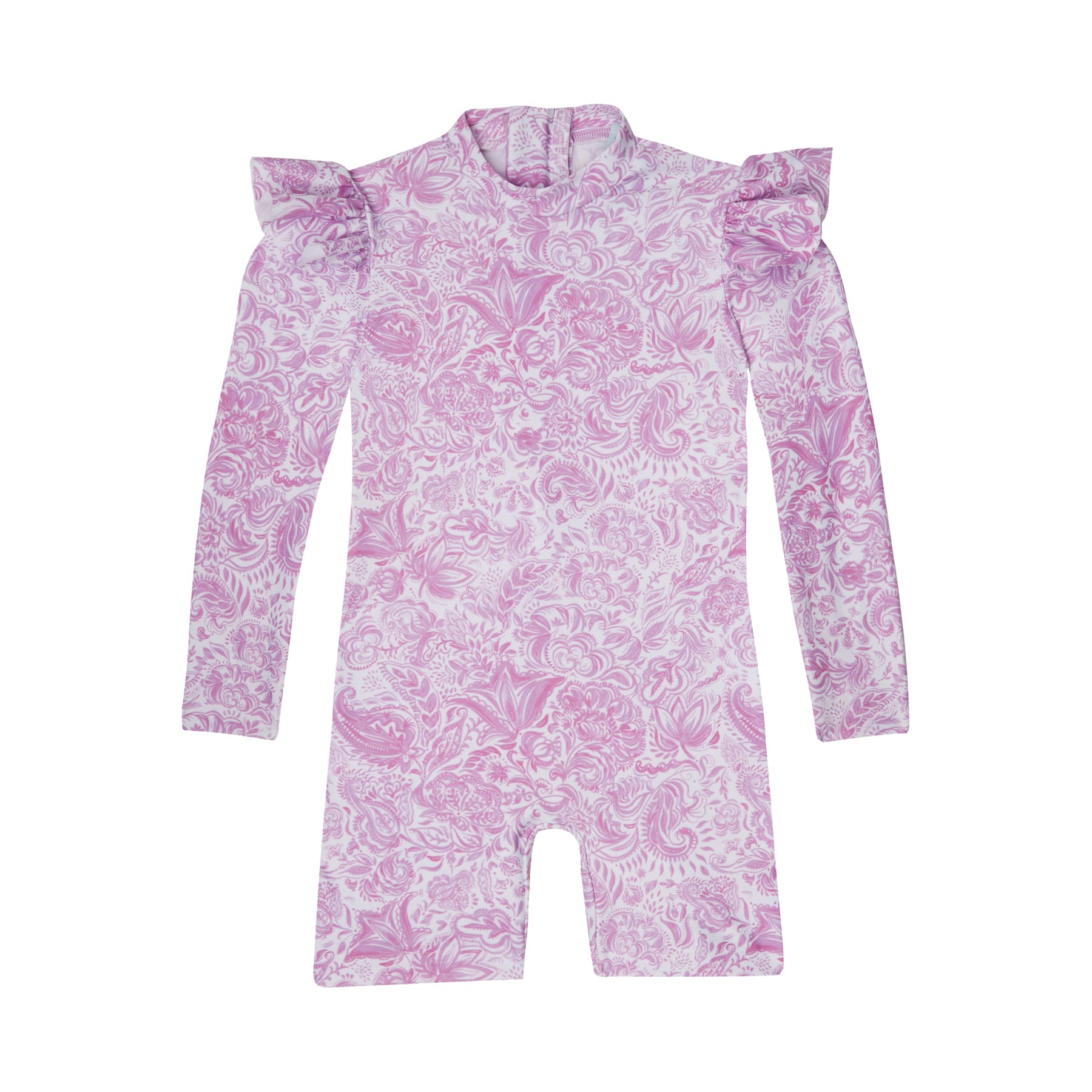 GIRL'S ONE PIECE BODYSUIT LONG SLEEVE PAISLEY LILAC