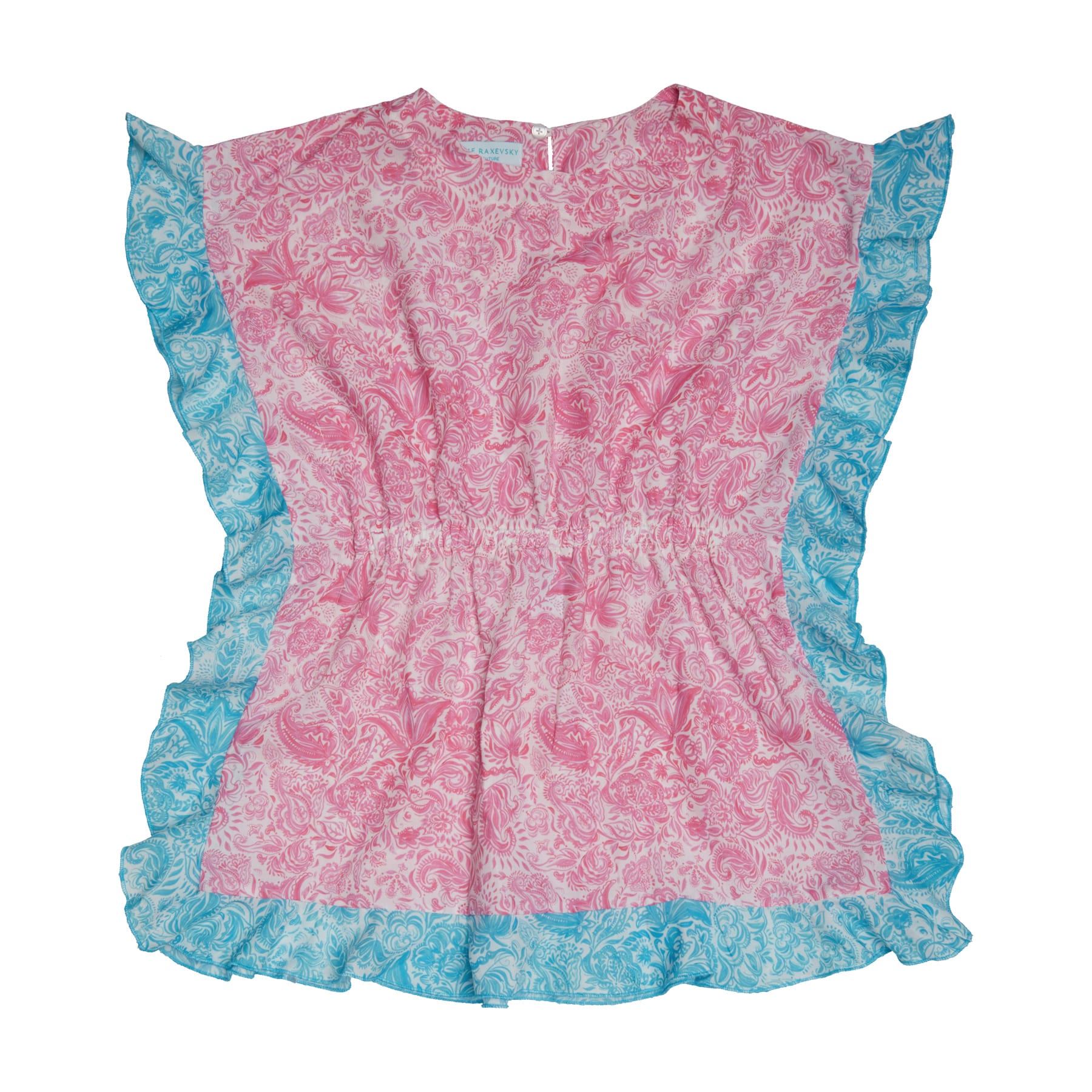 GIRL'S KAFTAN RUFFLED PAISLEY PINK