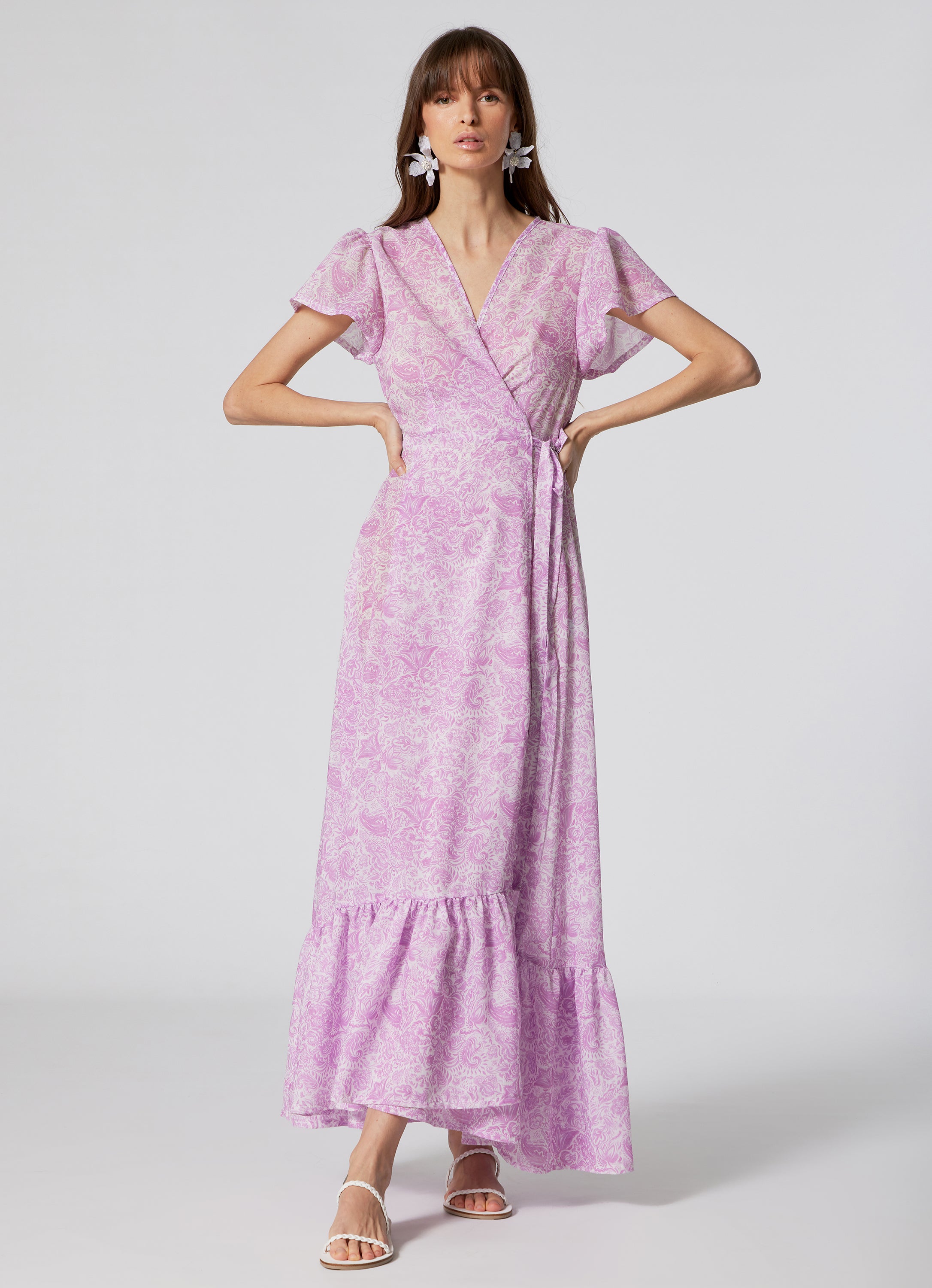 WOMEN'S WRAP DRESS PAISLEY LILLAC