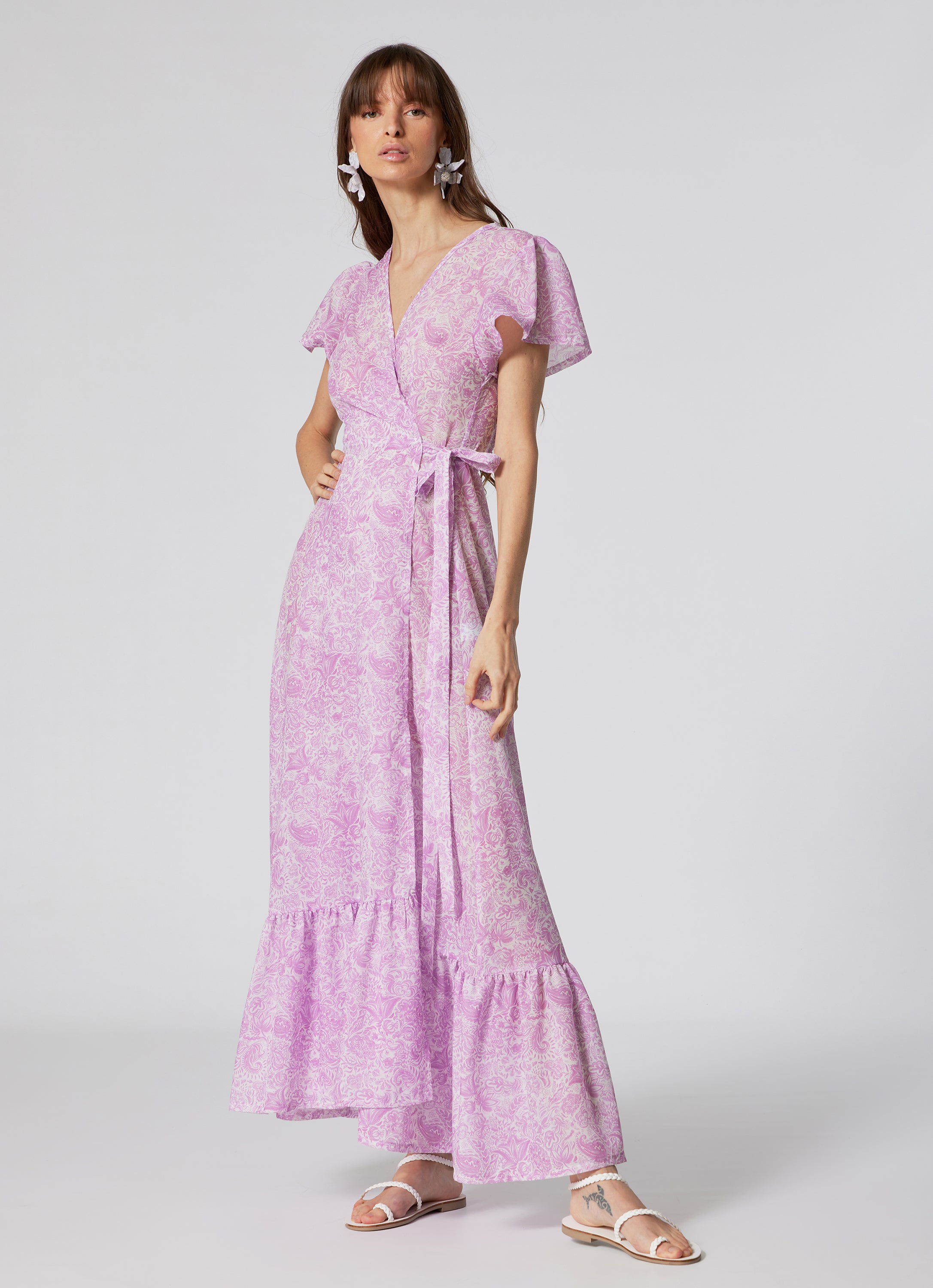 WOMEN'S WRAP DRESS PAISLEY LILLAC