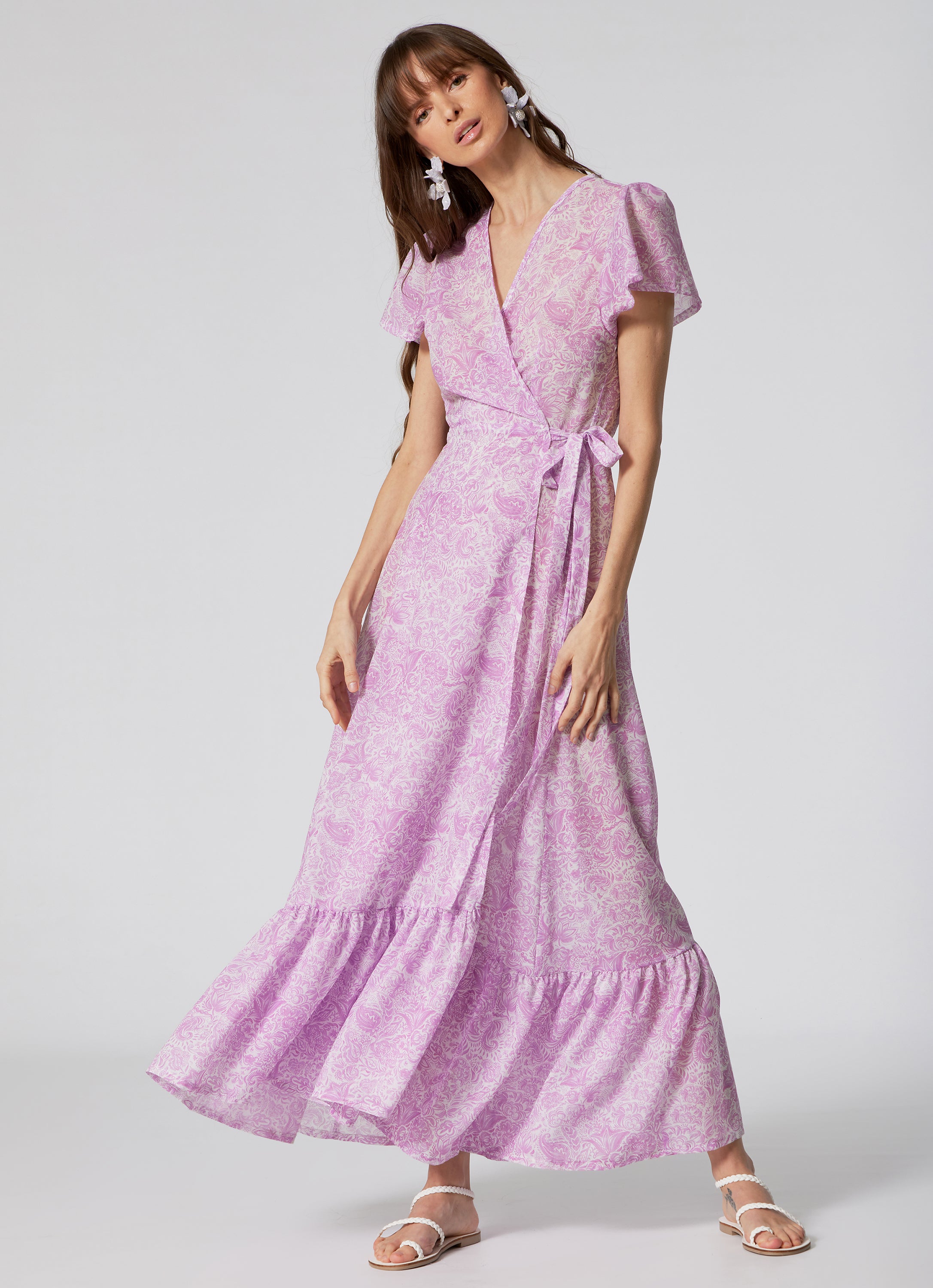 WOMEN'S WRAP DRESS PAISLEY LILLAC