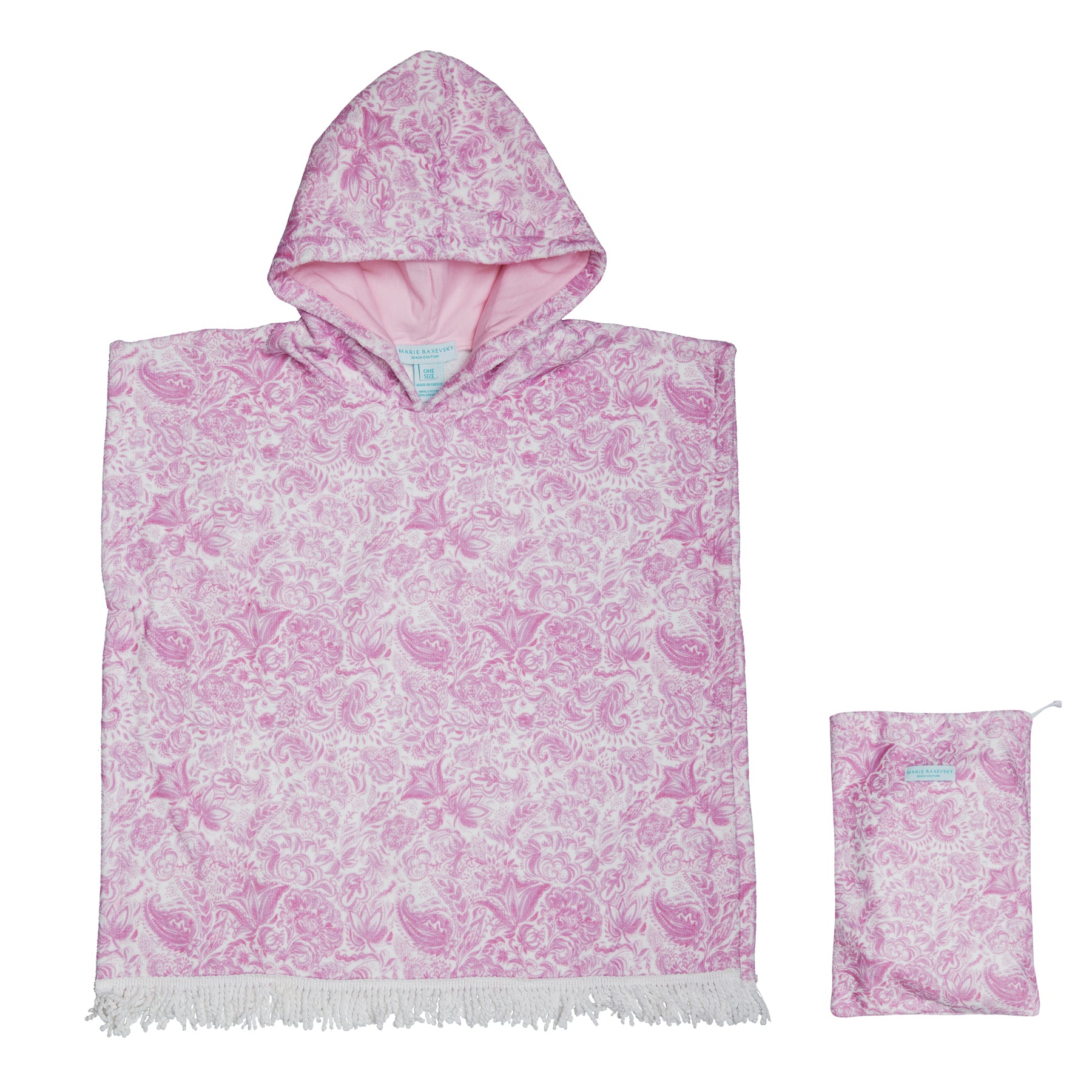 HOODED TERRY PONCHO PAISLEY LILAC