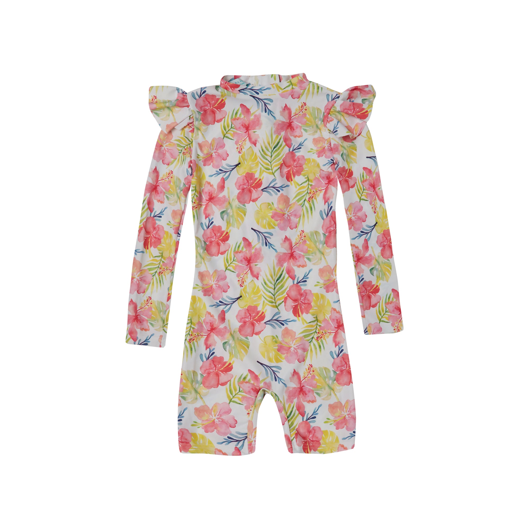 GIRL'S ONE PIECE BODYSUIT LONG SLEEVE YELLOW FLOWERS