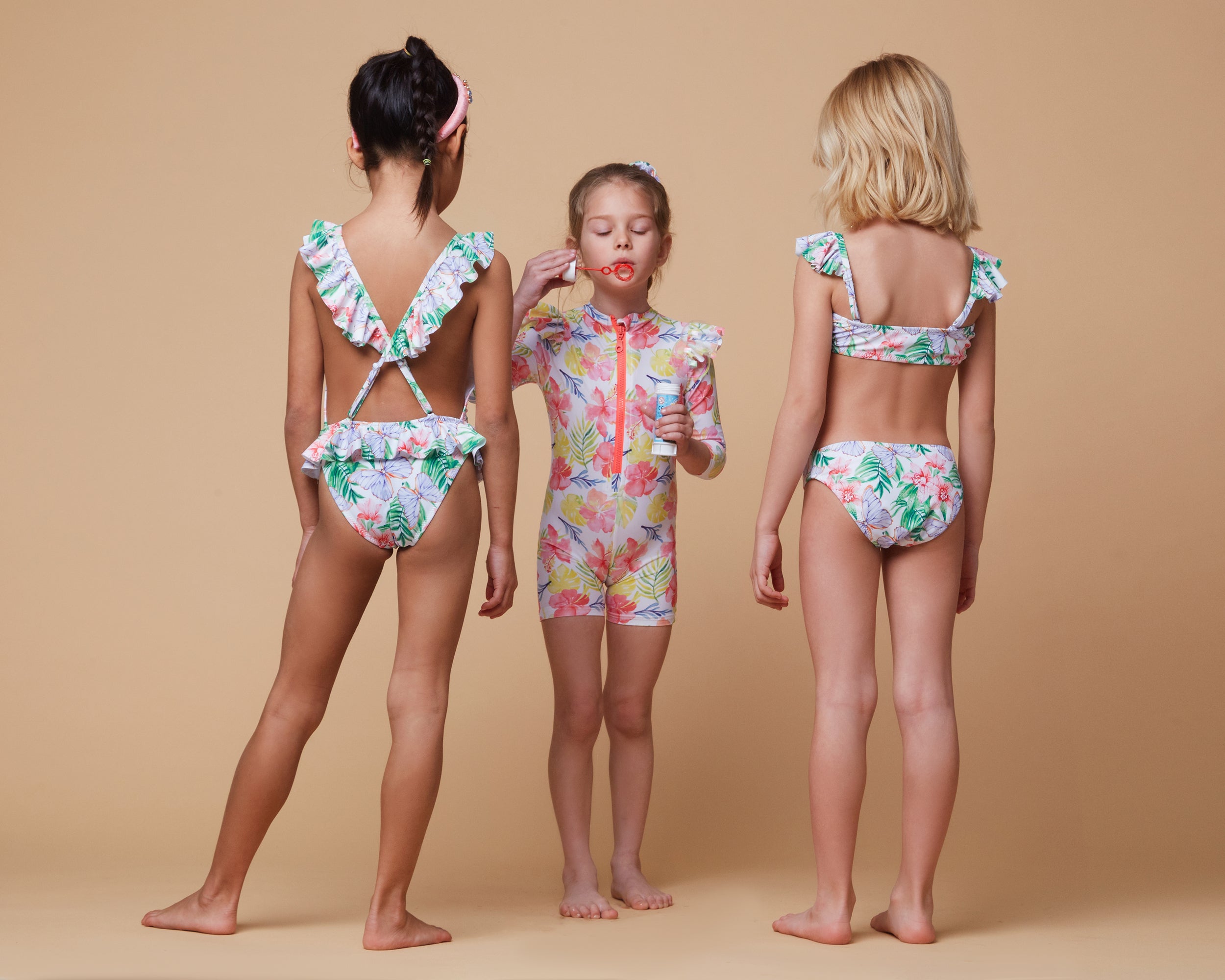 GIRL'S ONE PIECE BODYSUIT LONG SLEEVE YELLOW FLOWERS