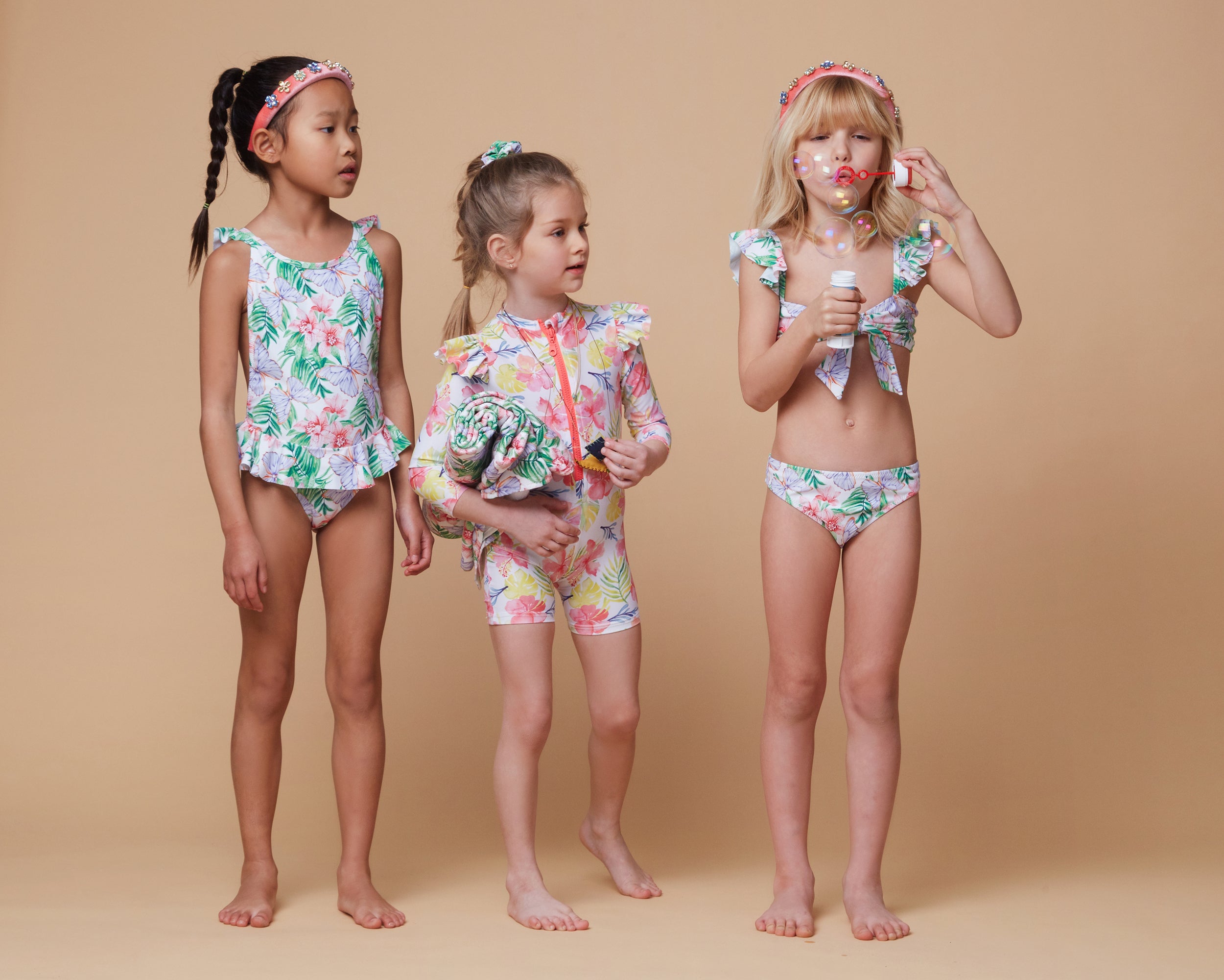 GIRL'S ONE PIECE BODYSUIT LONG SLEEVE YELLOW FLOWERS