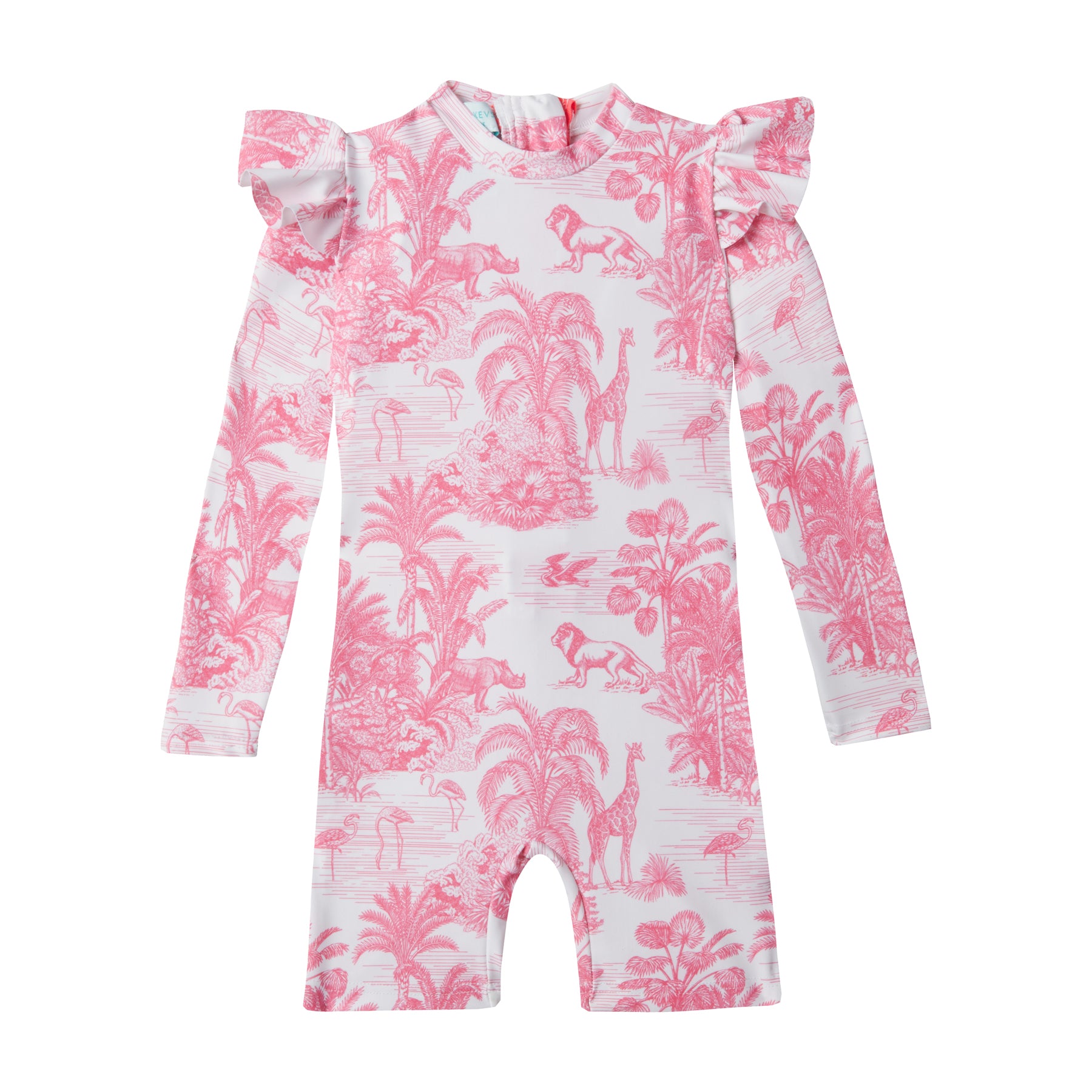 GIRL'S ONE PIECE BODYSUIT LONG SLEEVE JUNGLE PINK