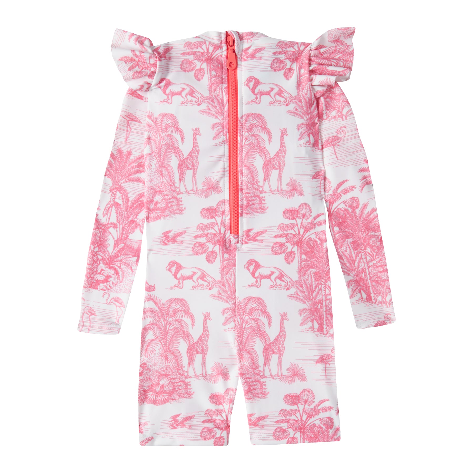 GIRL'S ONE PIECE BODYSUIT LONG SLEEVE JUNGLE PINK