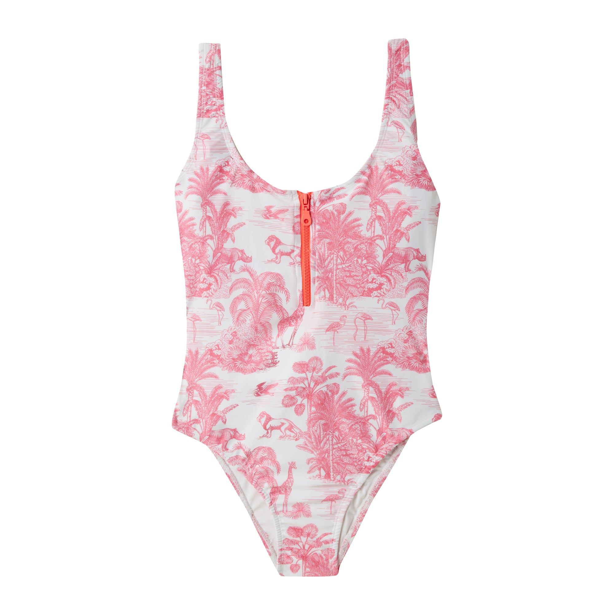 WOMEN'S ONE PIECE ZIPPER JUNGLE PINK