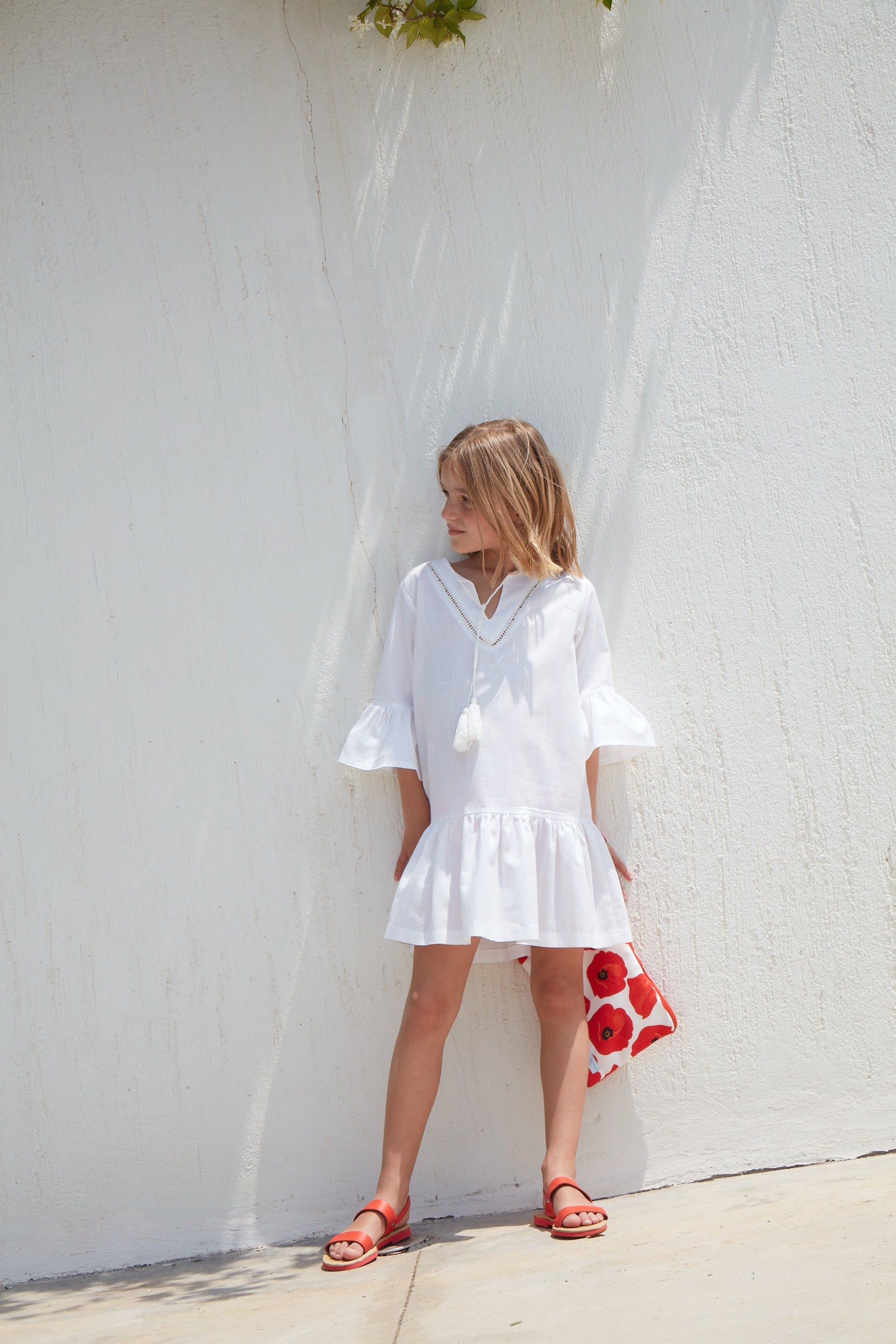 GIRL'S KAFTAN DRESS WHITE