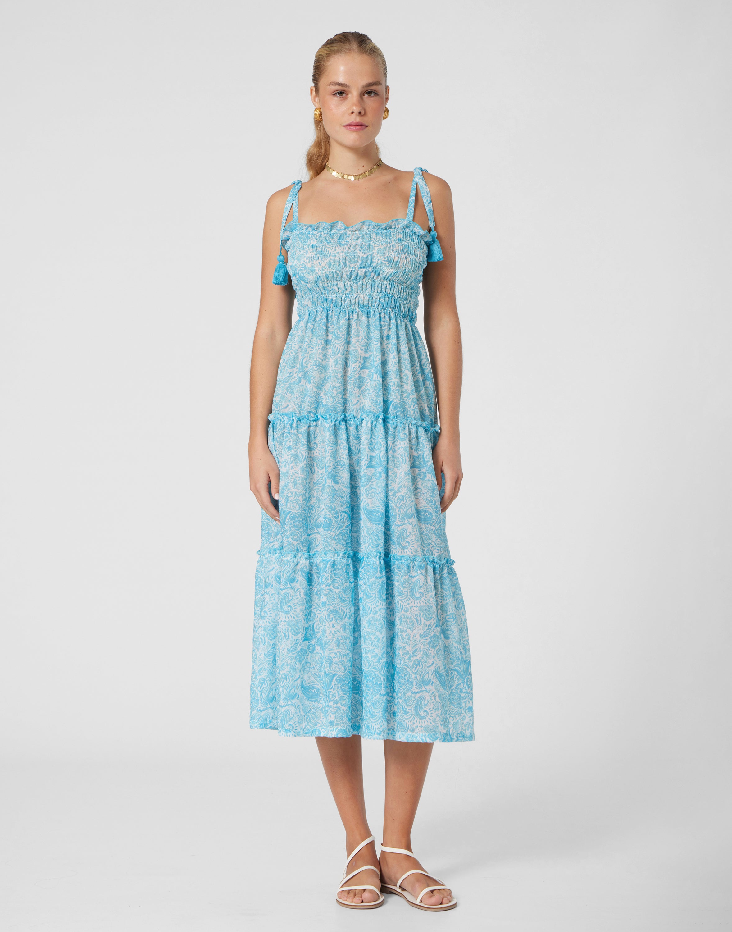 WOMEN'S DRESS PAISLEY TURQUOISE