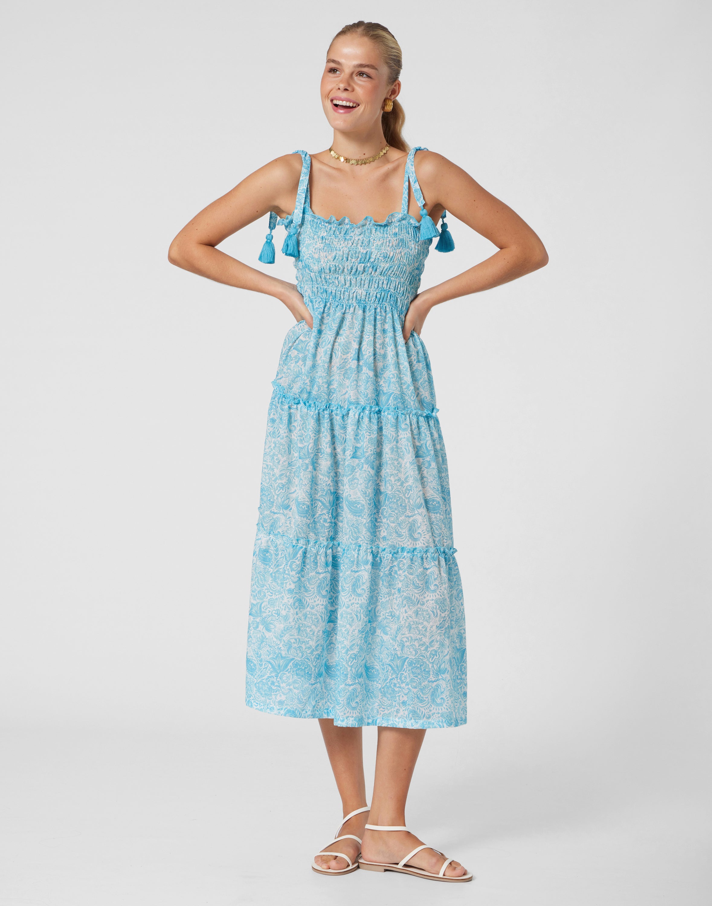 WOMEN'S DRESS PAISLEY TURQUOISE