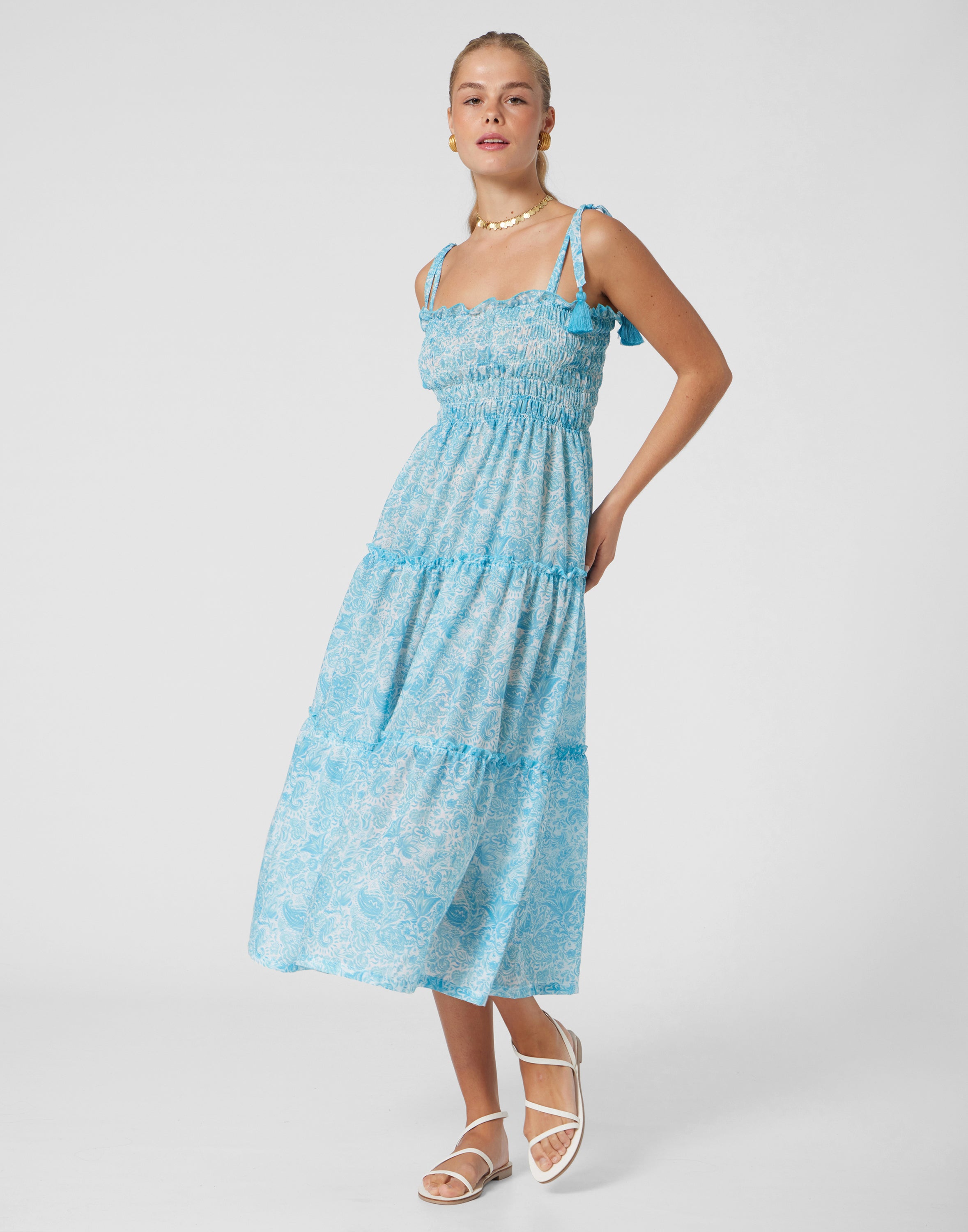 WOMEN'S DRESS PAISLEY TURQUOISE
