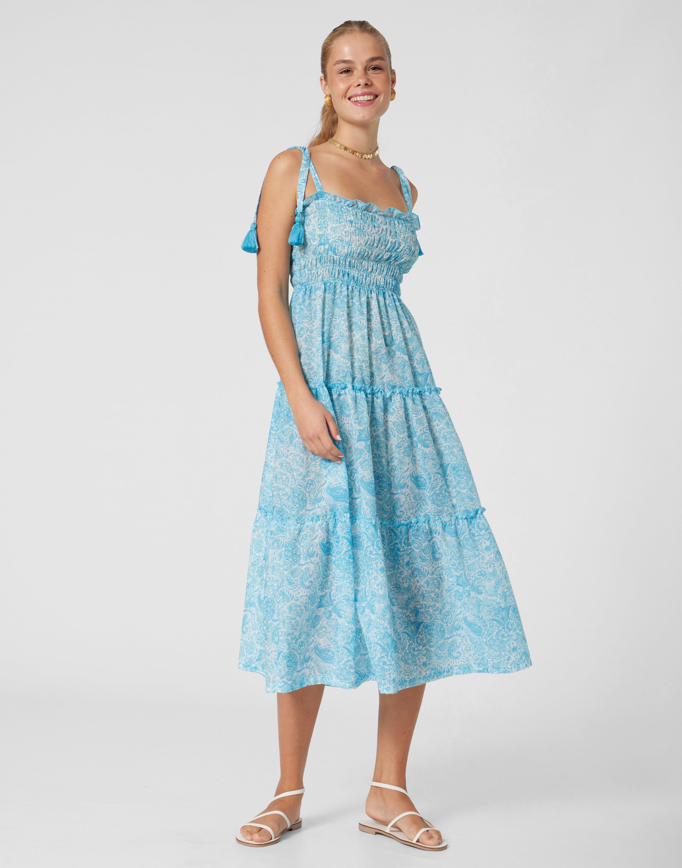 WOMEN'S DRESS PAISLEY TURQUOISE