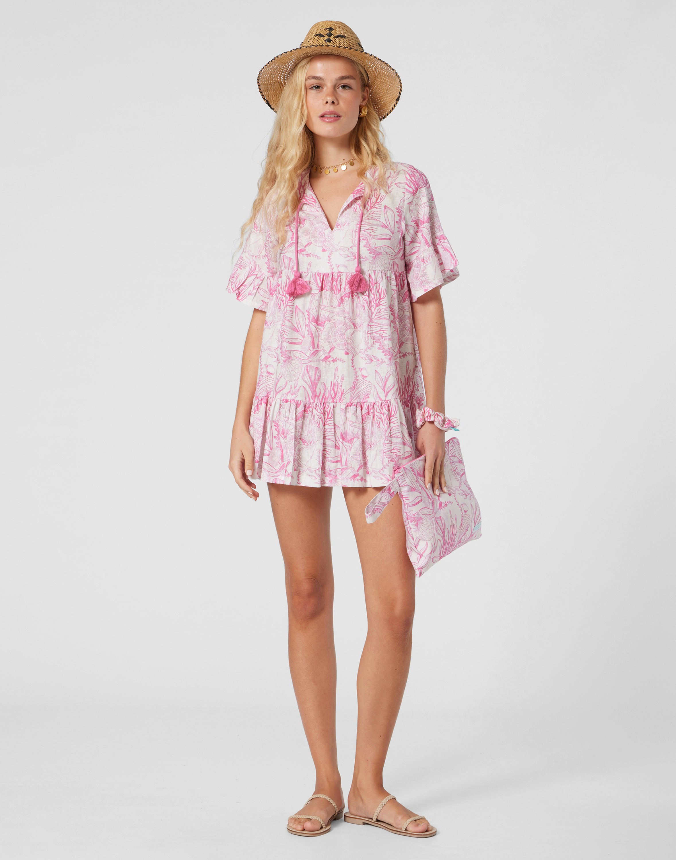 WOMEN'S LINEN DRESS THALASSA PINK
