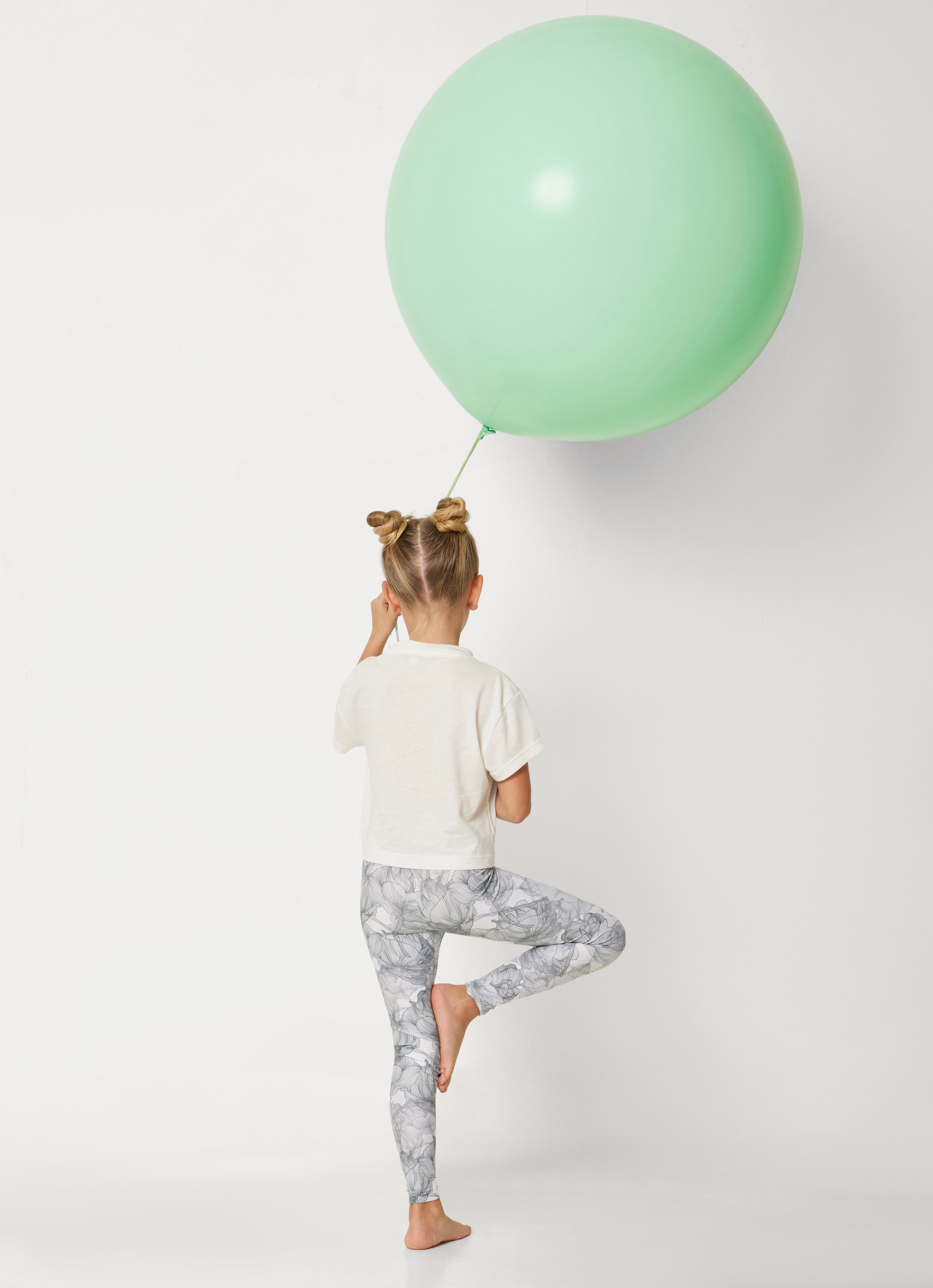 GIRL'S LEGGINGS FLOWERS GREY