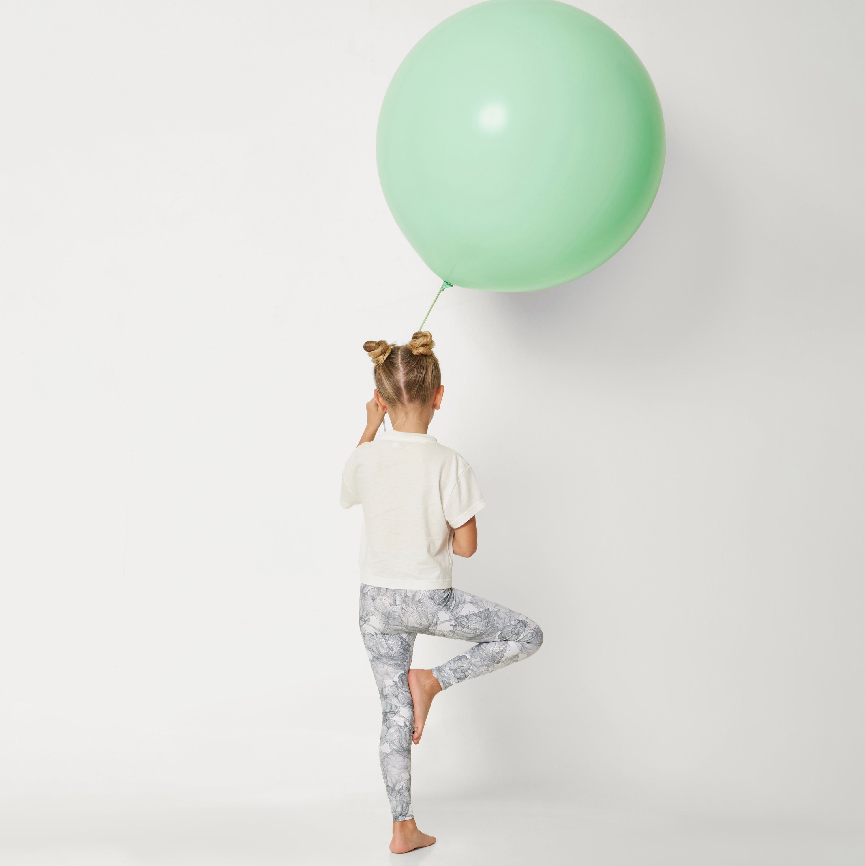 GIRL'S LEGGINGS FLOWERS GREY