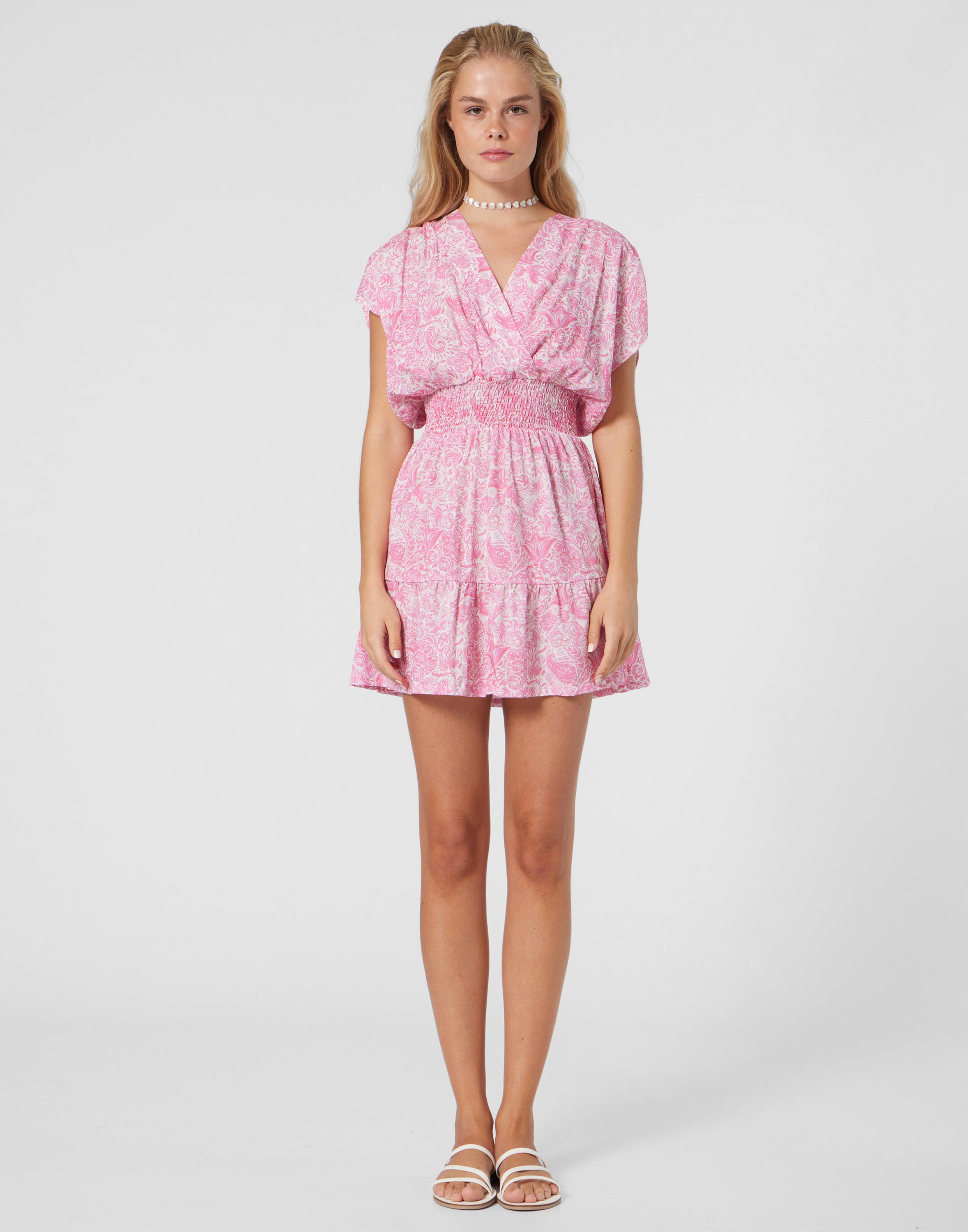 WOMEN'S  SHORT DRESS PAISLEY PINK