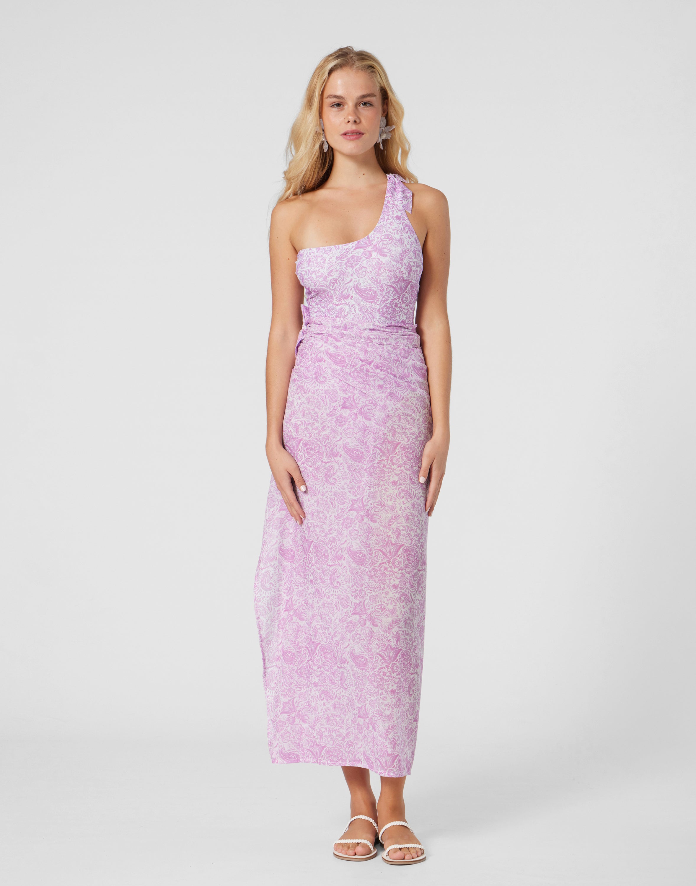 WOMEN'S ONE PIECE ONE SHOULDER PAISLEY LILAC