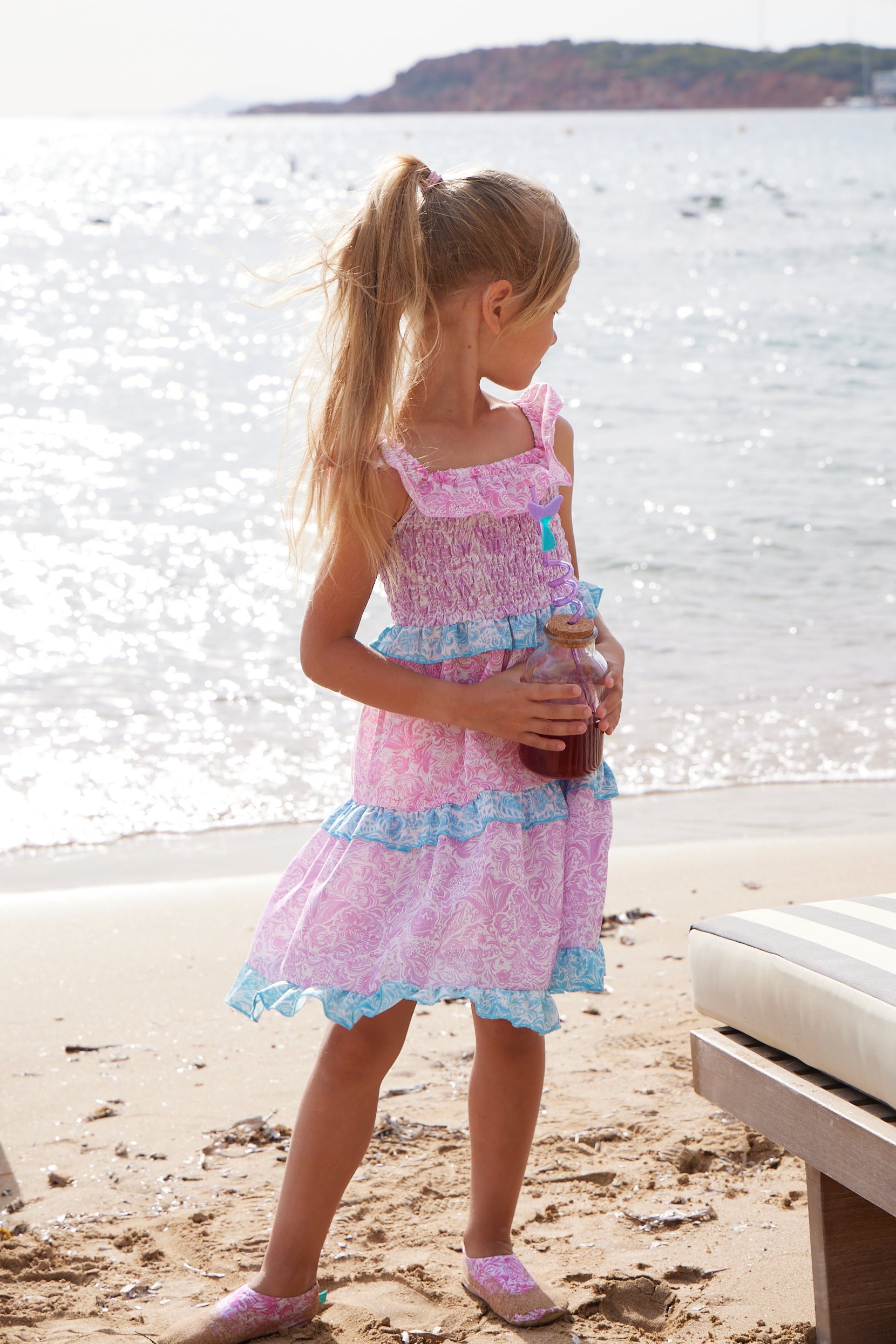 GIRL'S SHIRRED DRESS PAISLEY MIX