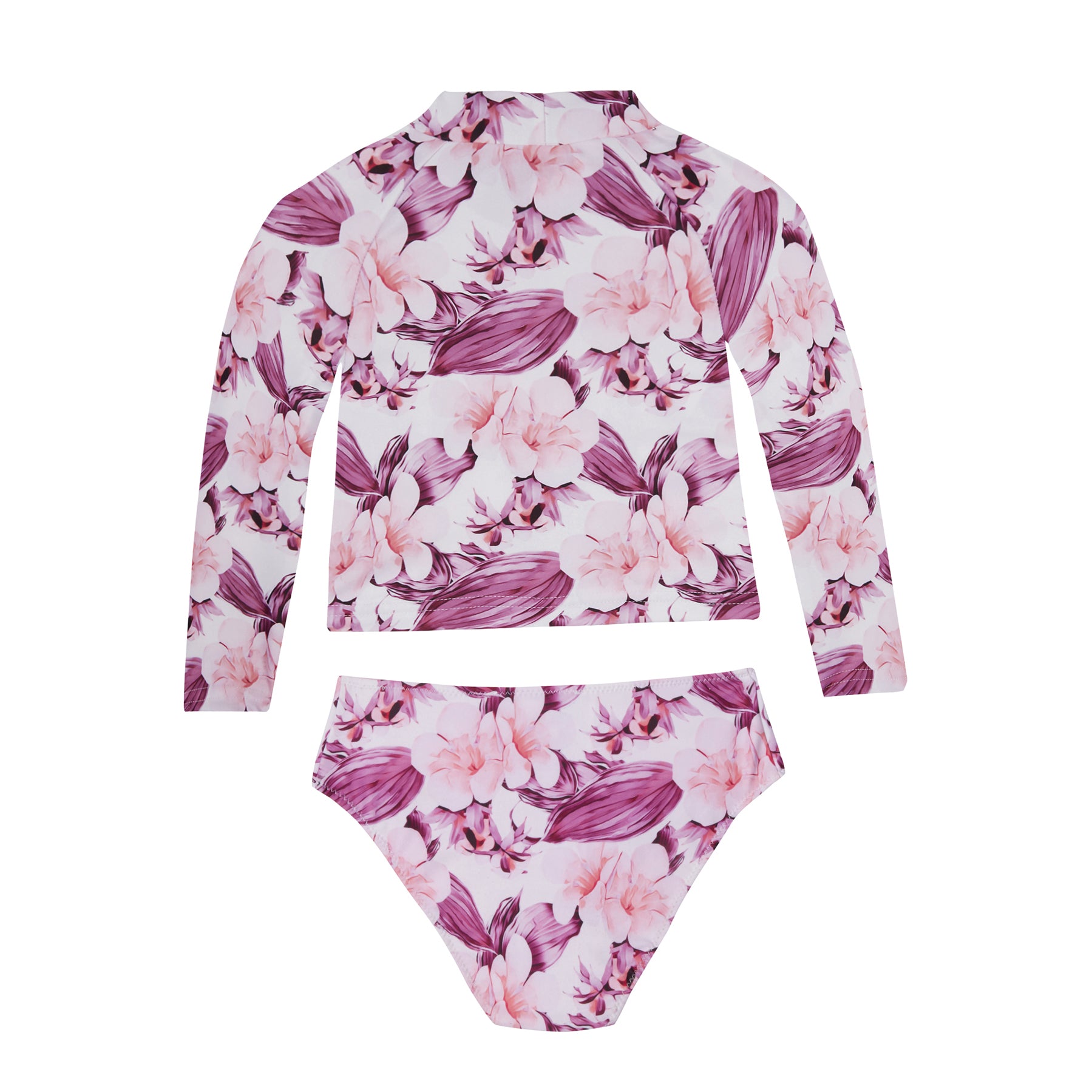 GIRL'S LONG SLEEVE CROP TOP BIKINI FLOWERS