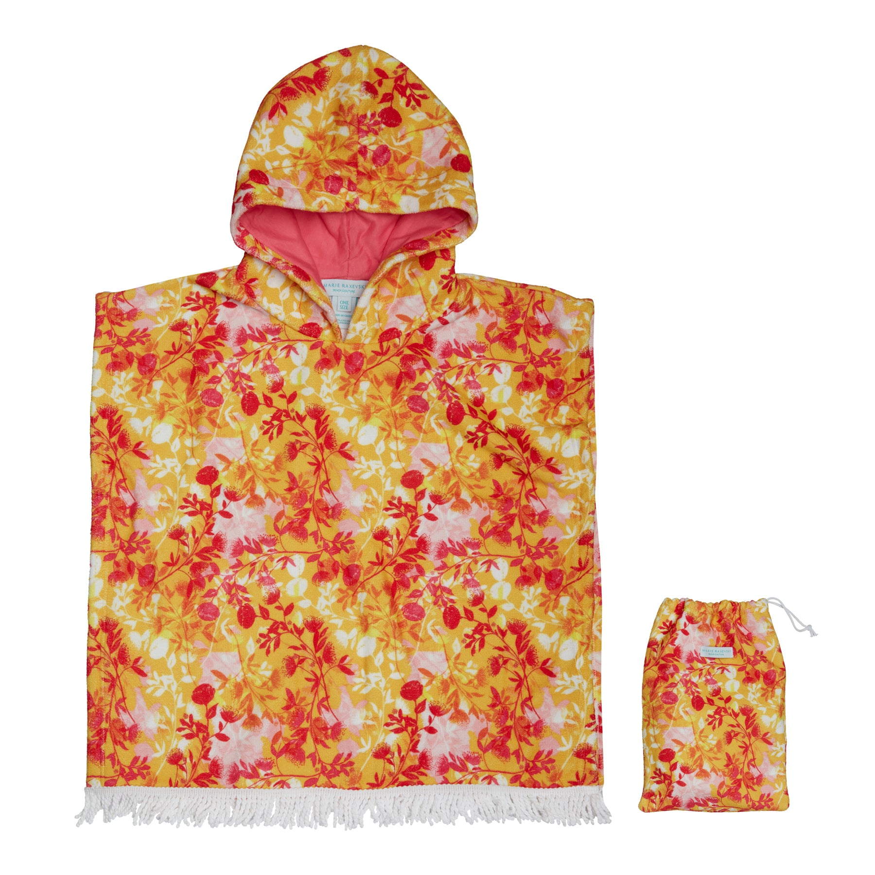 HOODED TERRY PONCHO BOTANICAL ORANGE