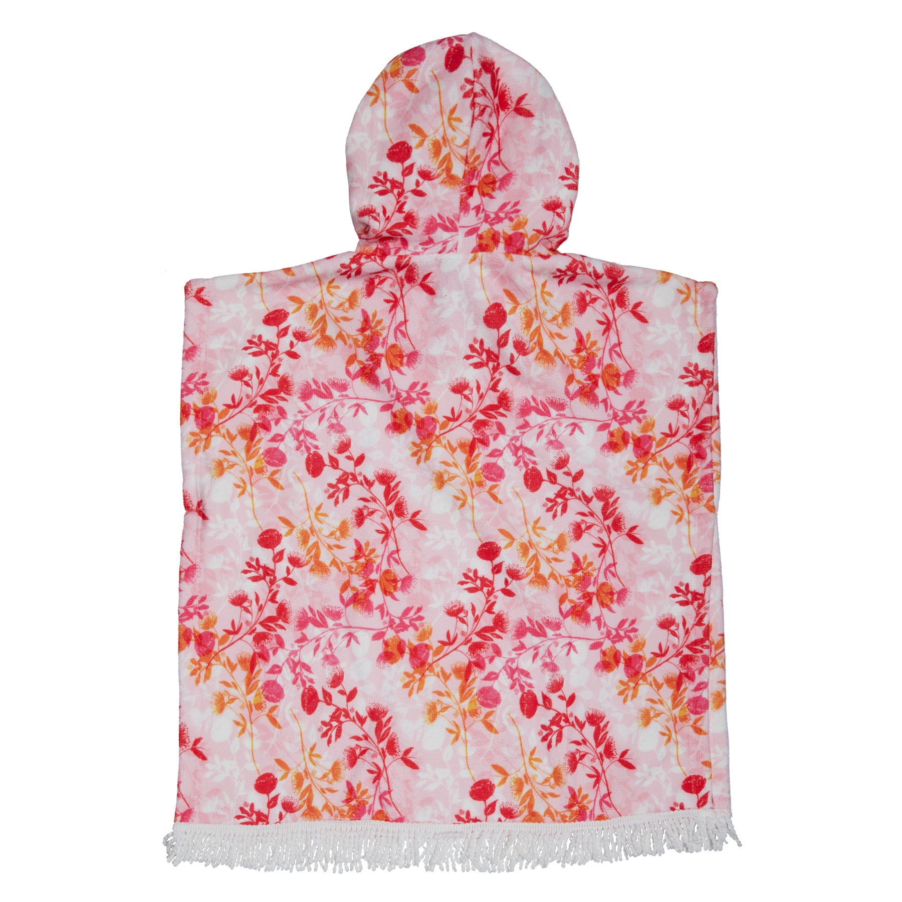 HOODED TERRY PONCHO BOTANICAL PINK