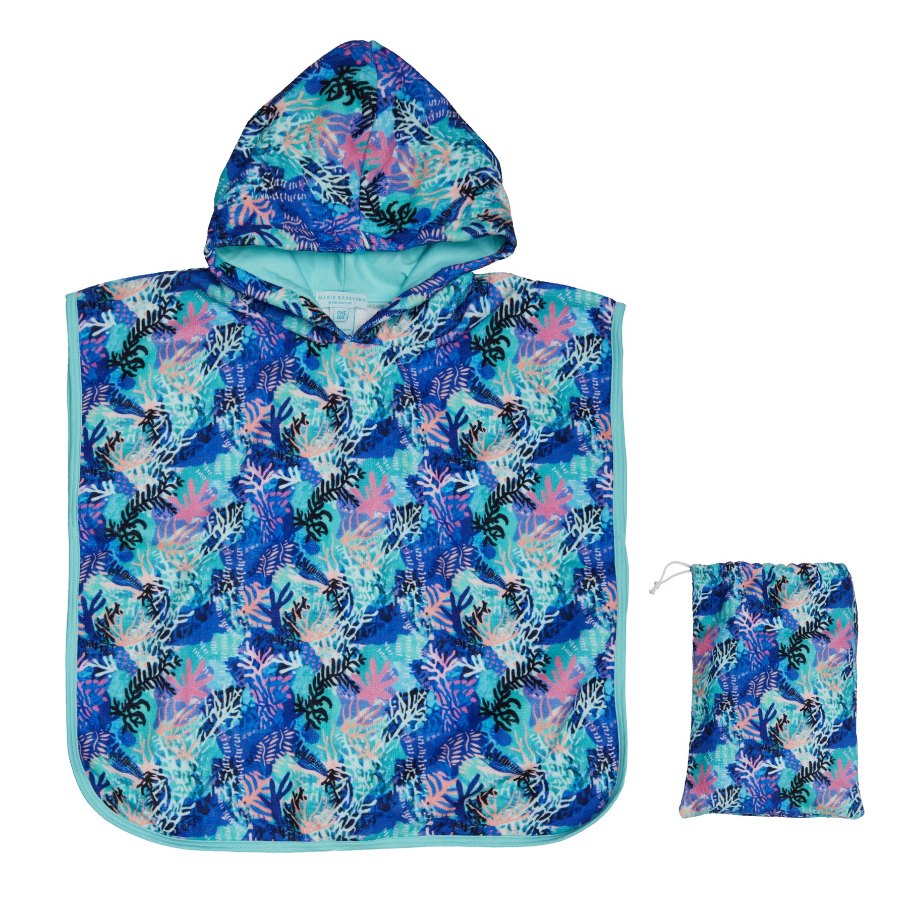 HOODED TERRY PONCHO CORALS