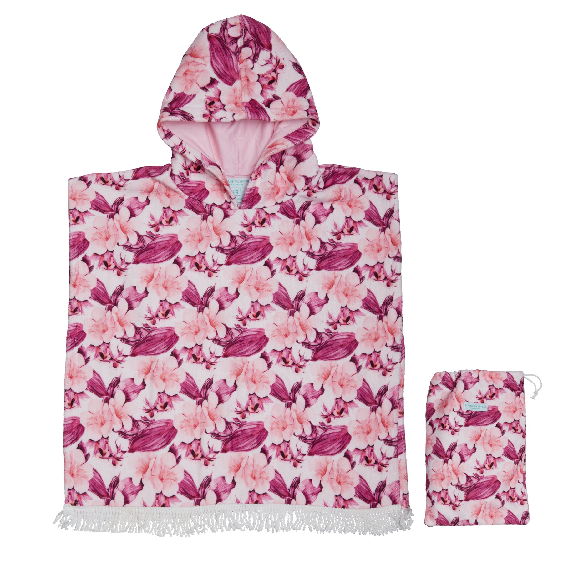 HOODED TERRY PONCHO FLOWERS