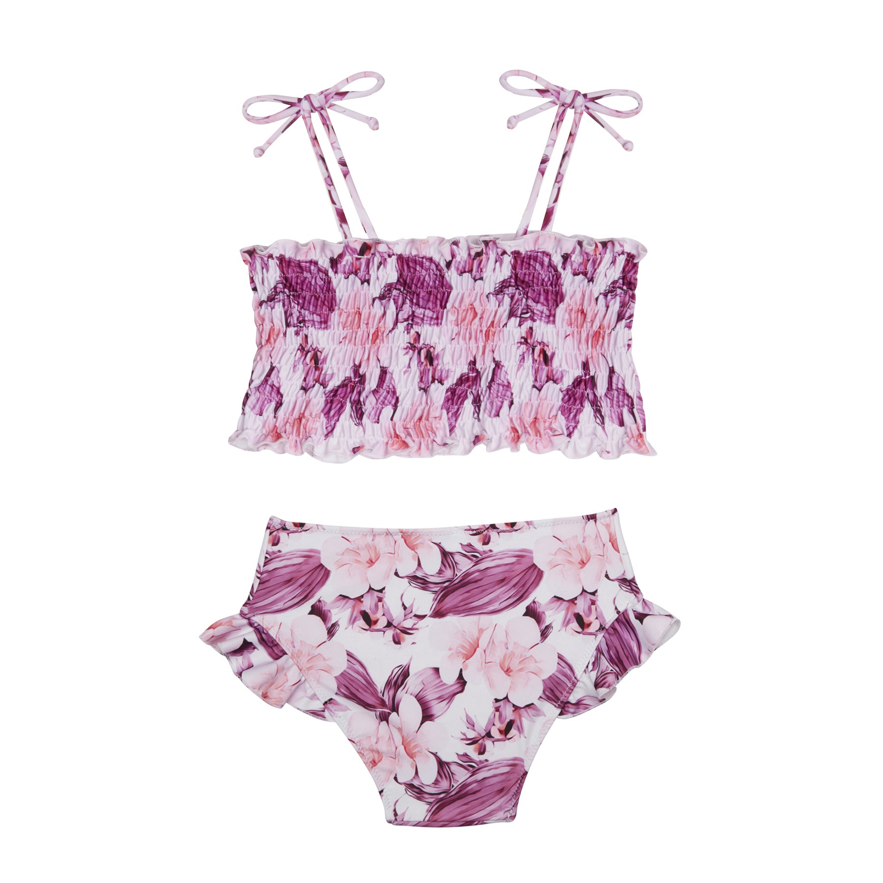 GIRL'S HIGH WAIST BIKINI FLOWERS