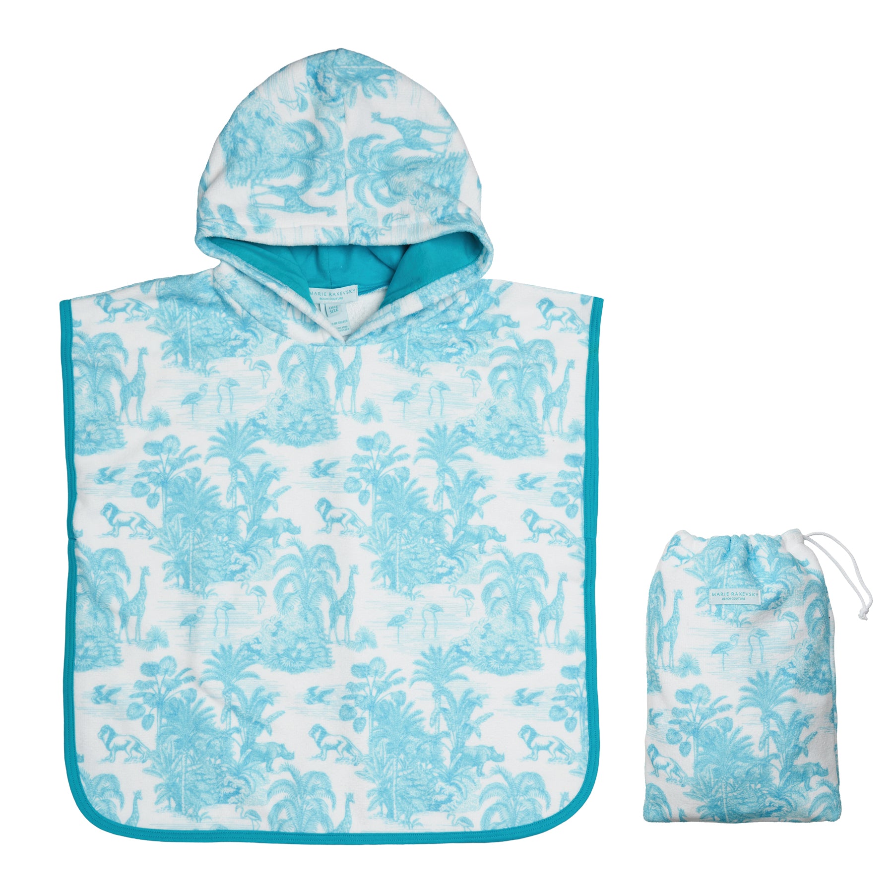 HOODED TERRY PONCHO JUNGLE TURQUOISE