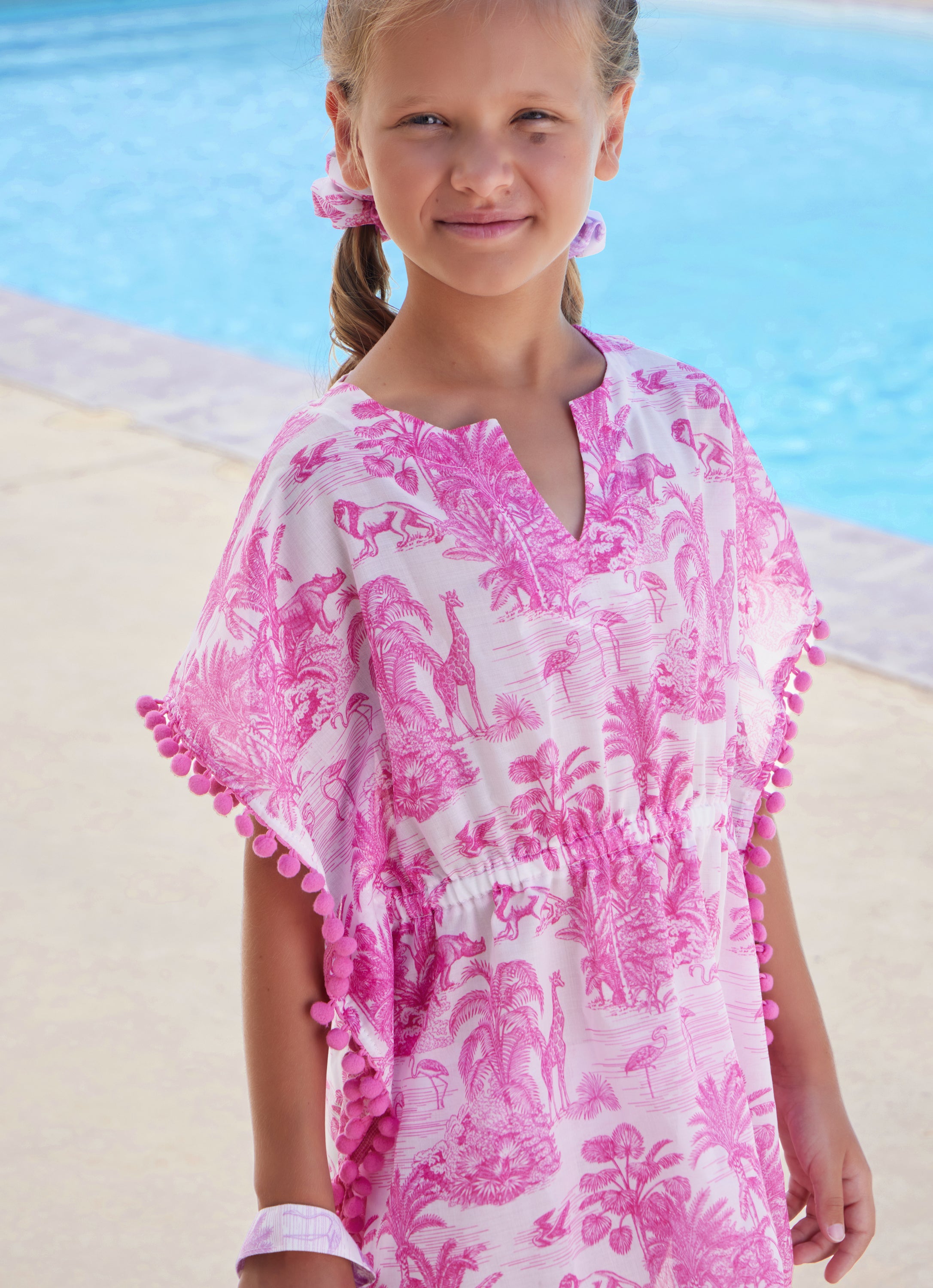 GIRL'S KAFTAN JUNGLE PINK