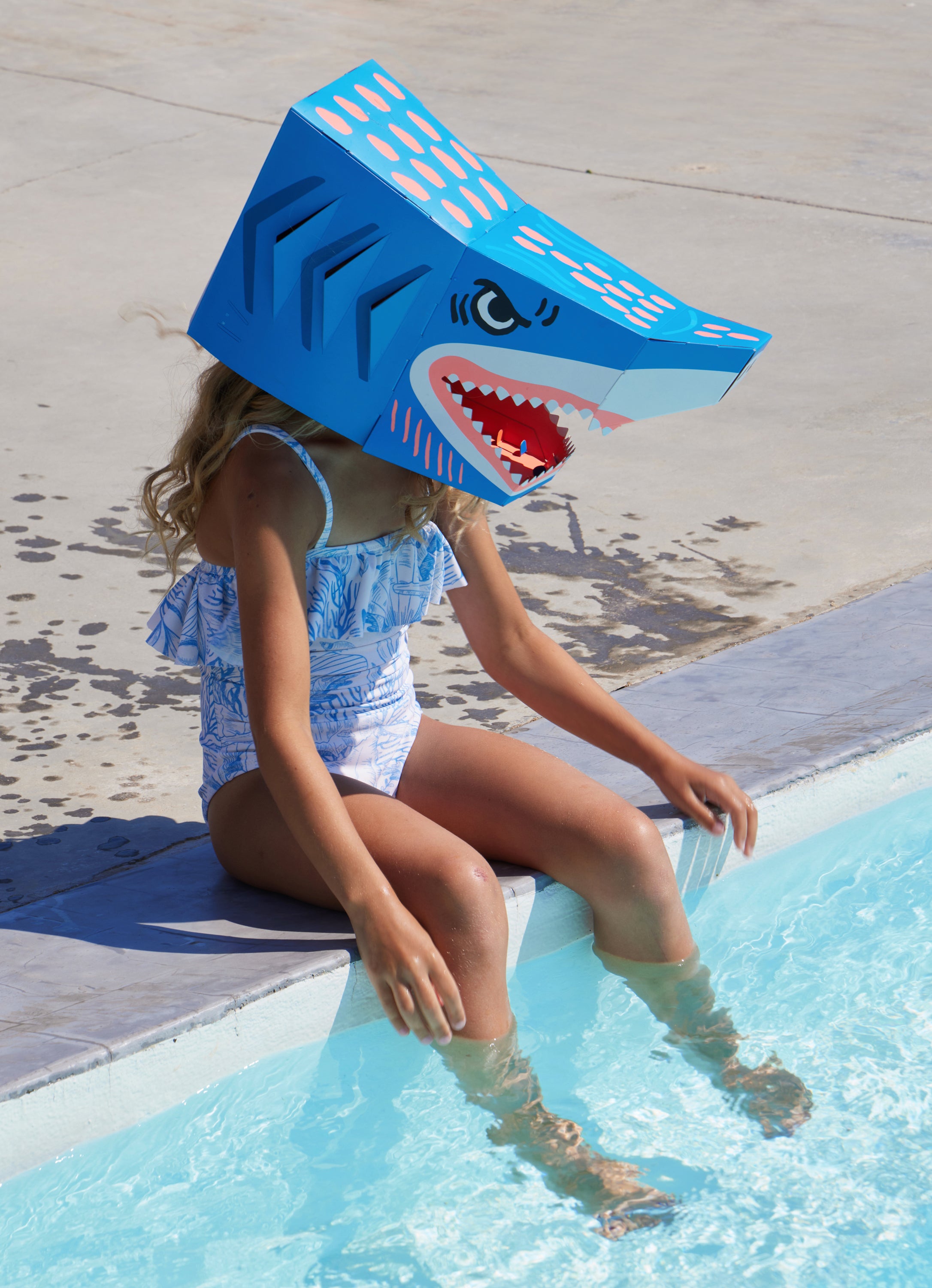 GIRL'S ONE PIECE RUFFLED THALASSA BLUE