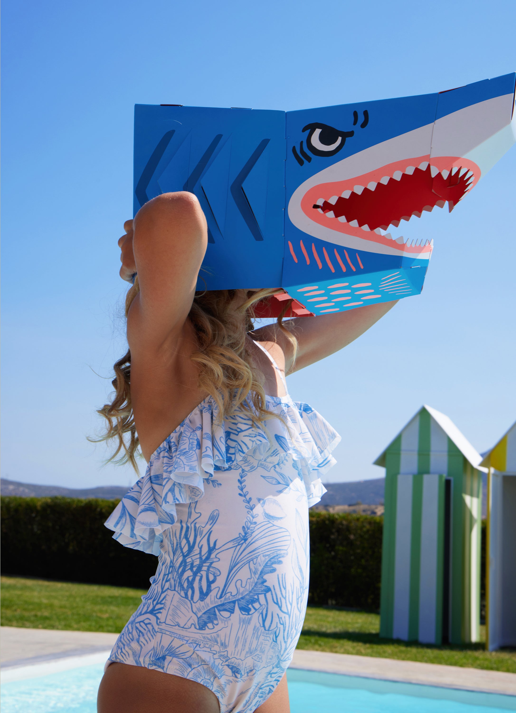 GIRL'S ONE PIECE RUFFLED THALASSA BLUE