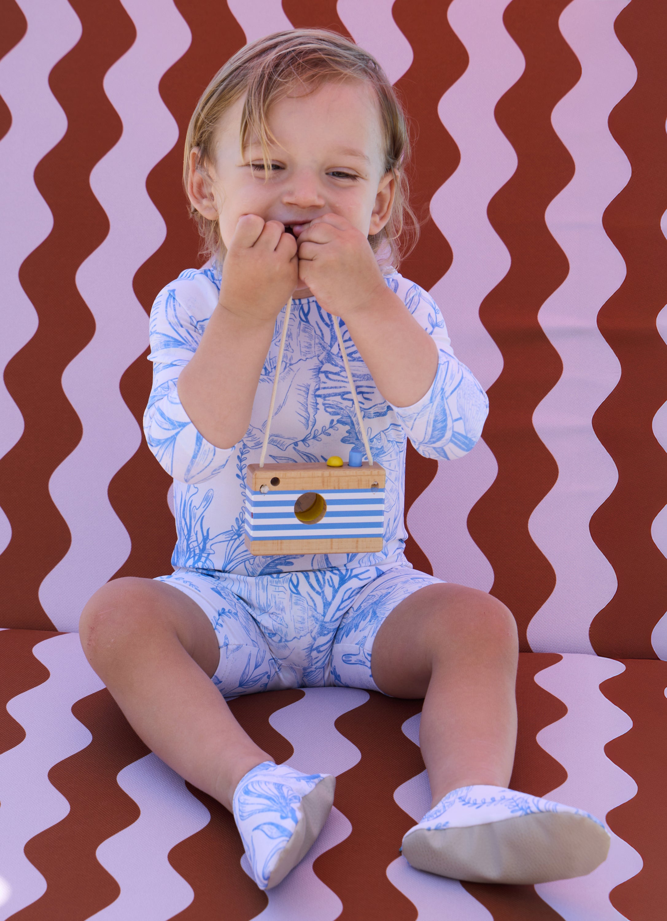 GIRL'S ONE PIECE BODYSUIT LONG SLEEVE THALASSA BLUE