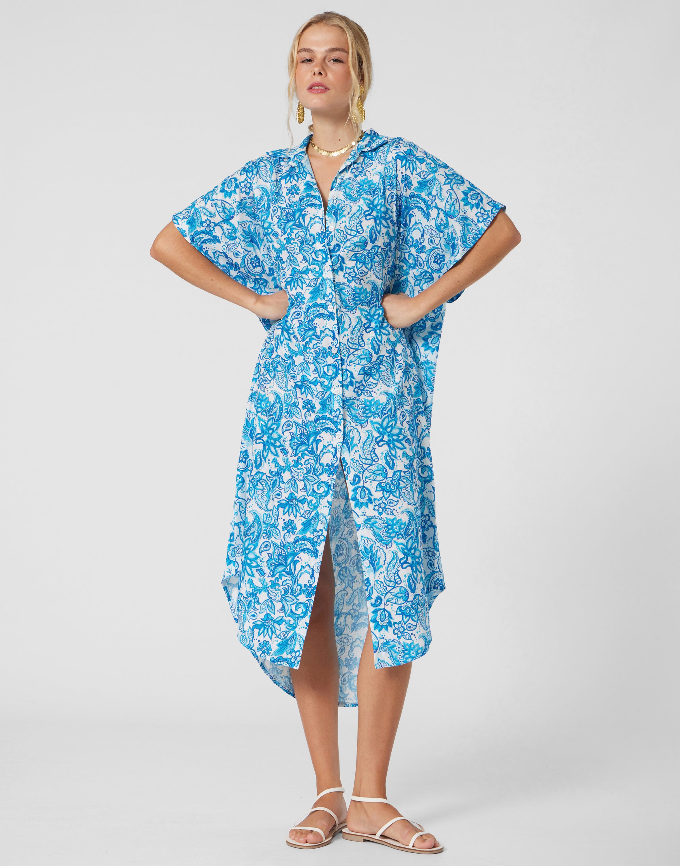 WOMEN’S LONG SHIRT DRESS CYCLADIC