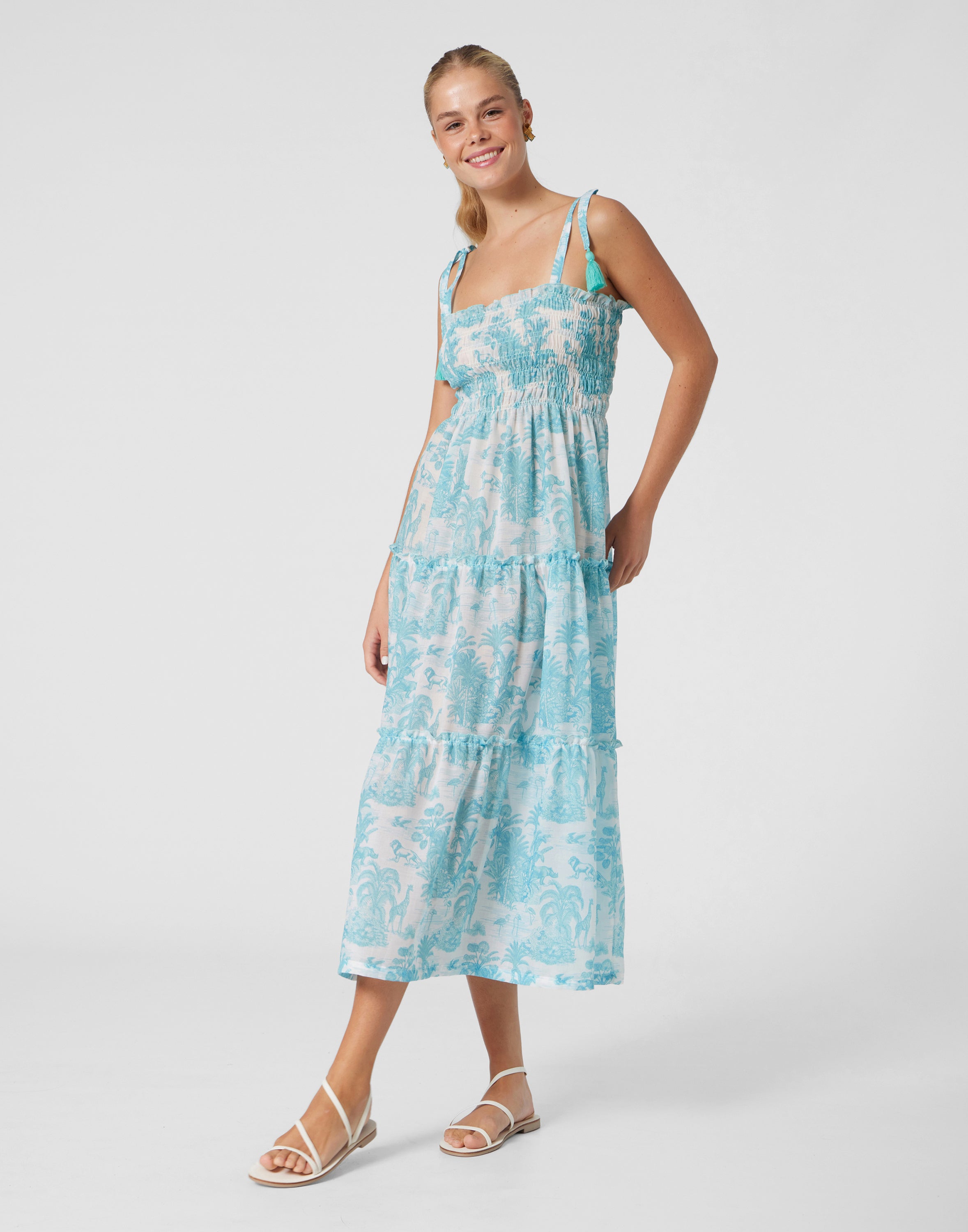 WOMEN'S DRESS JUNGLE TURQUOISE