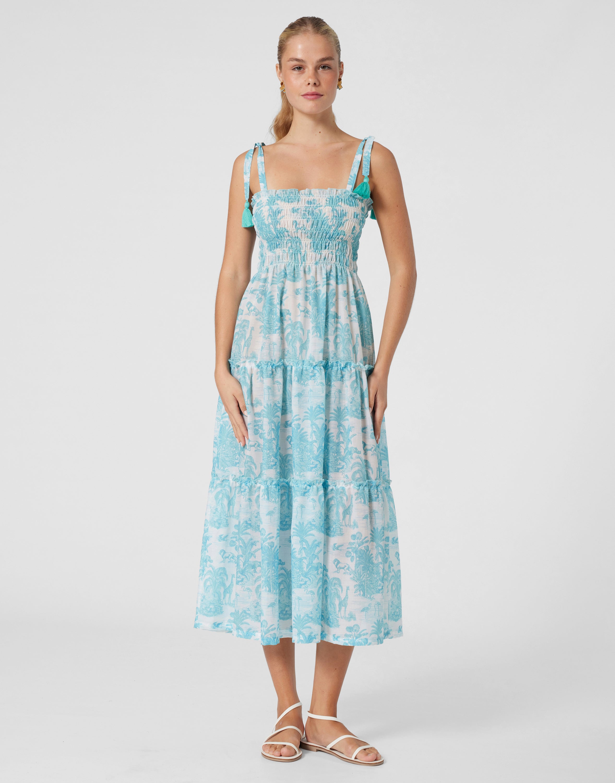 WOMEN'S DRESS JUNGLE TURQUOISE
