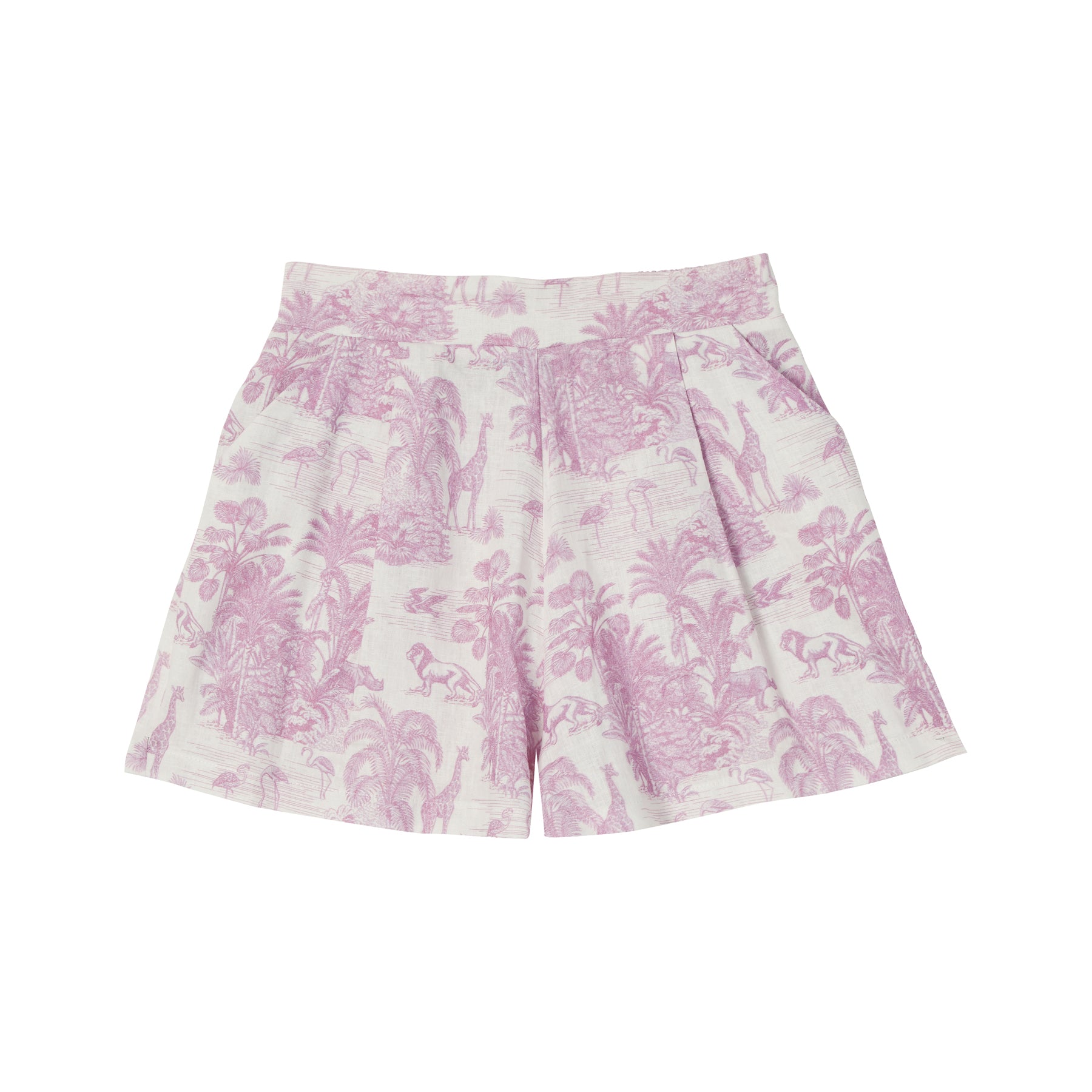 WOMEN'S LINEN SHORTS JUNGLE LILLAC
