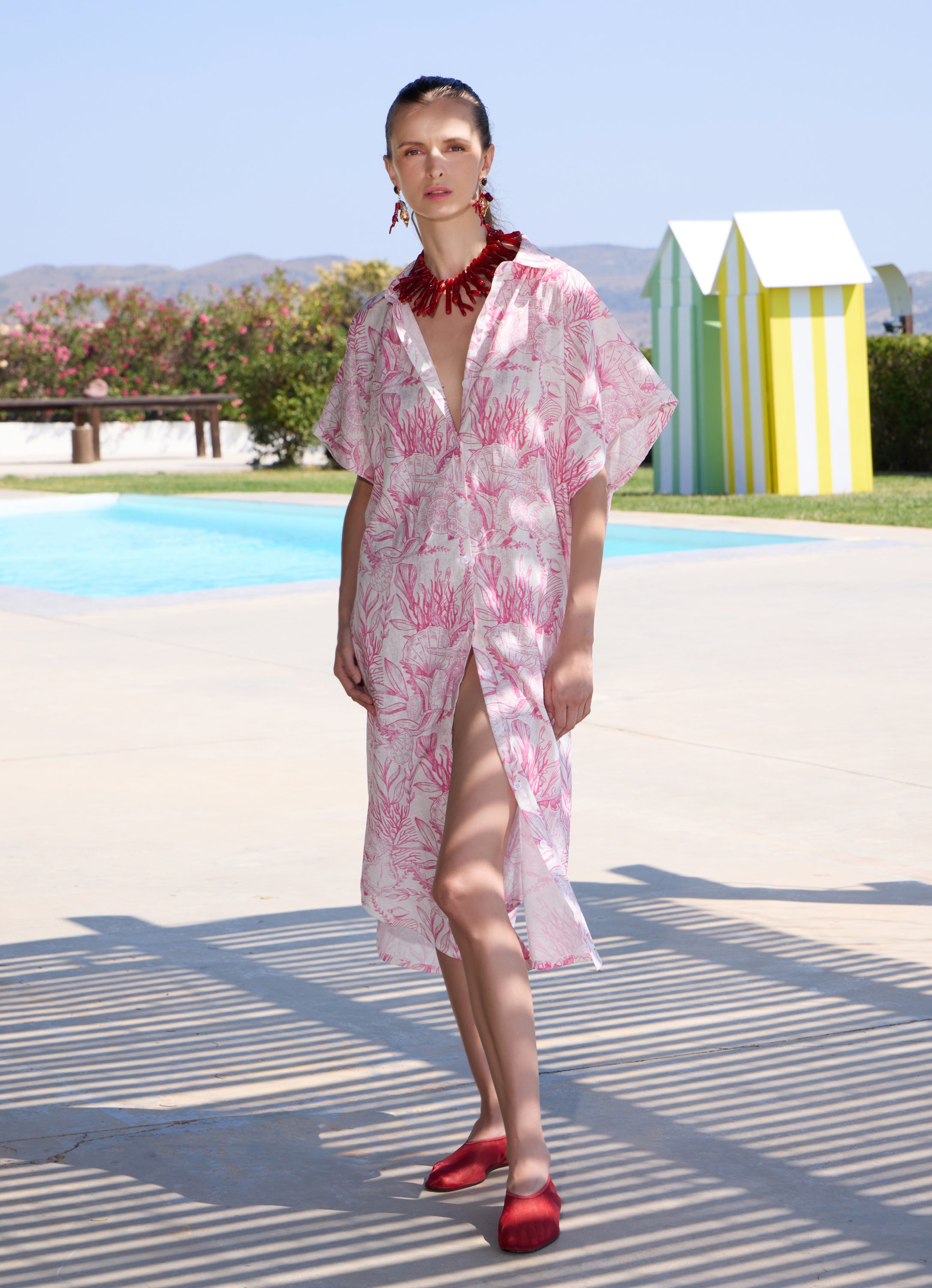 WOMEN’S LONG SHIRT DRESS THALASSA PINK