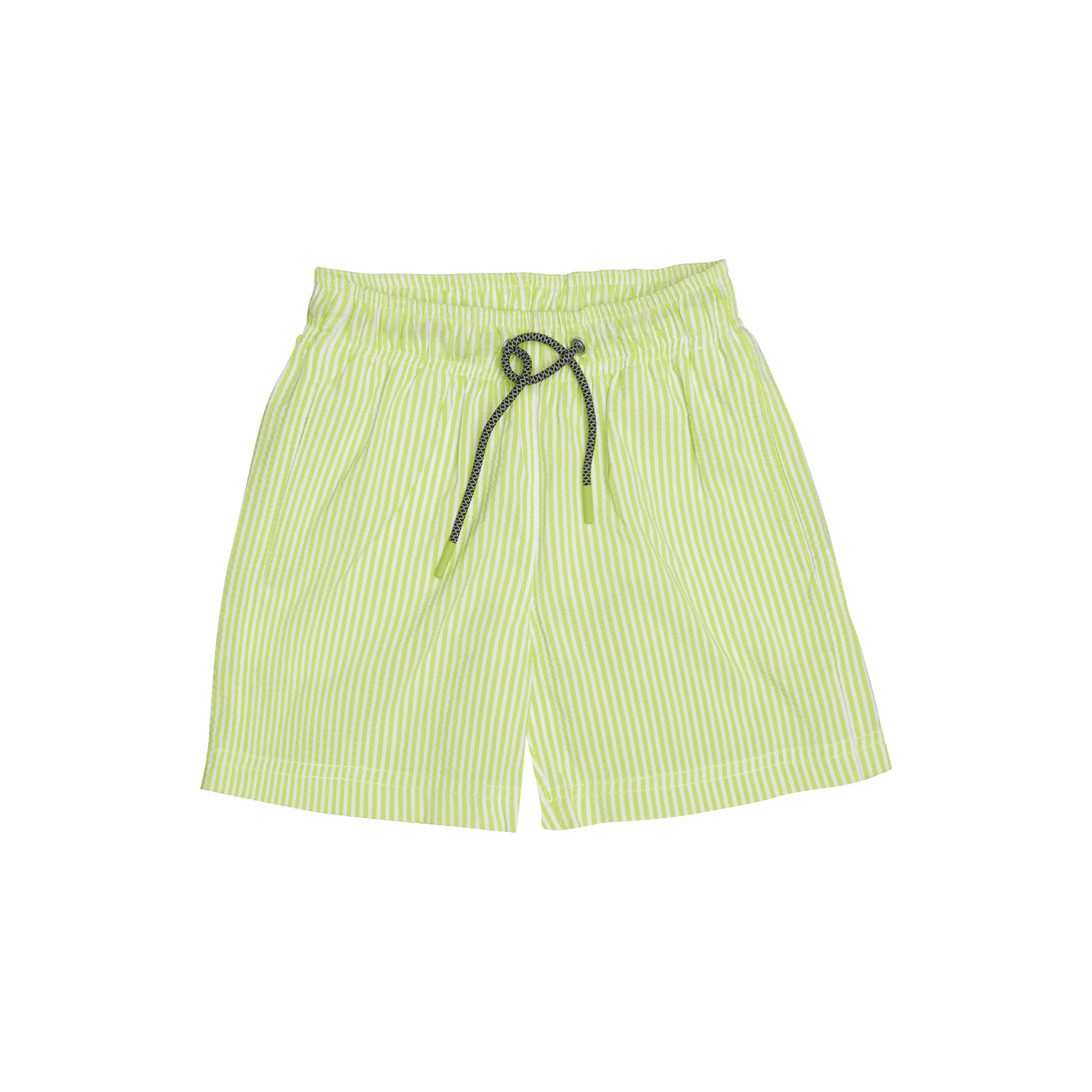 BOY'S SWIM SHORTS STRIPES NEON YELLOW