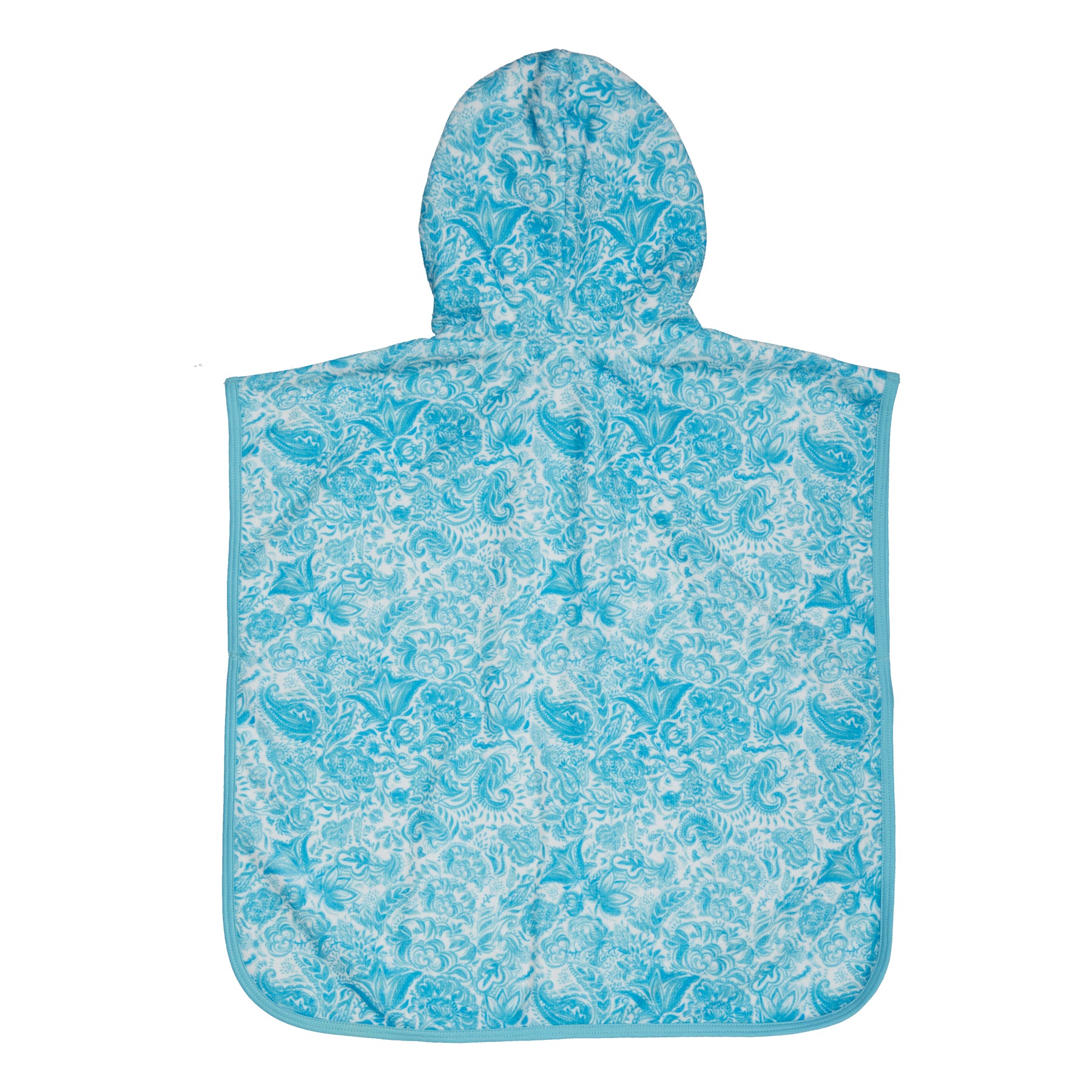 HOODED TERRY PONCHO PAISLEY TURQUOISE