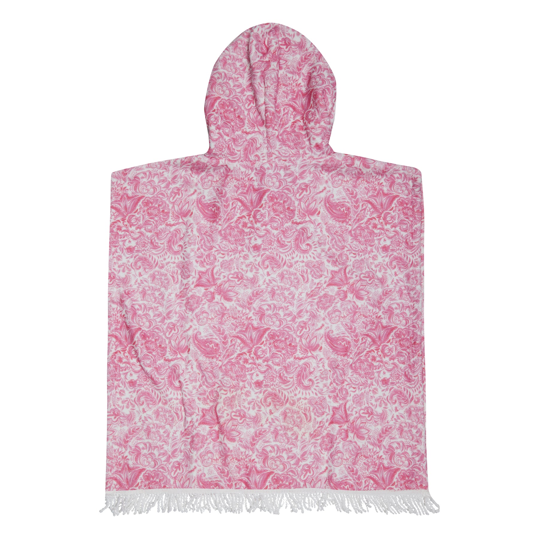 HOODED TERRY PONCHO PAISLEY PINK