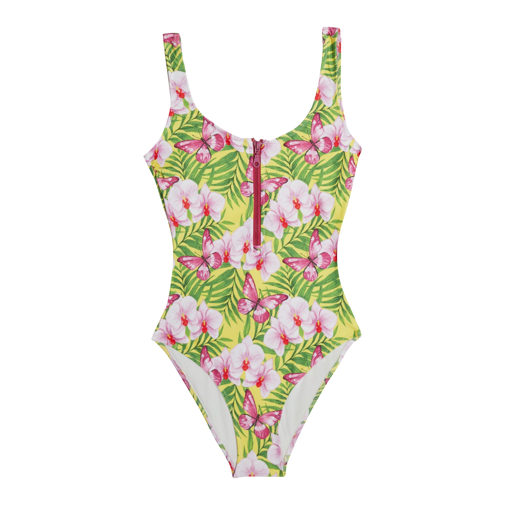 WOMEN'S ONE PIECE ZIPPER ORCHIDS