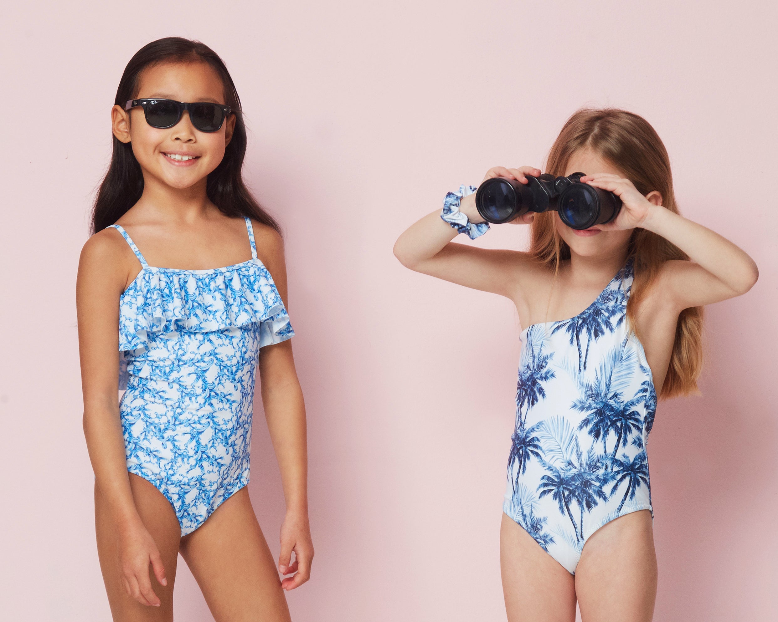 GIRL'S ONE PIECE ONE SHOULDER PALMS