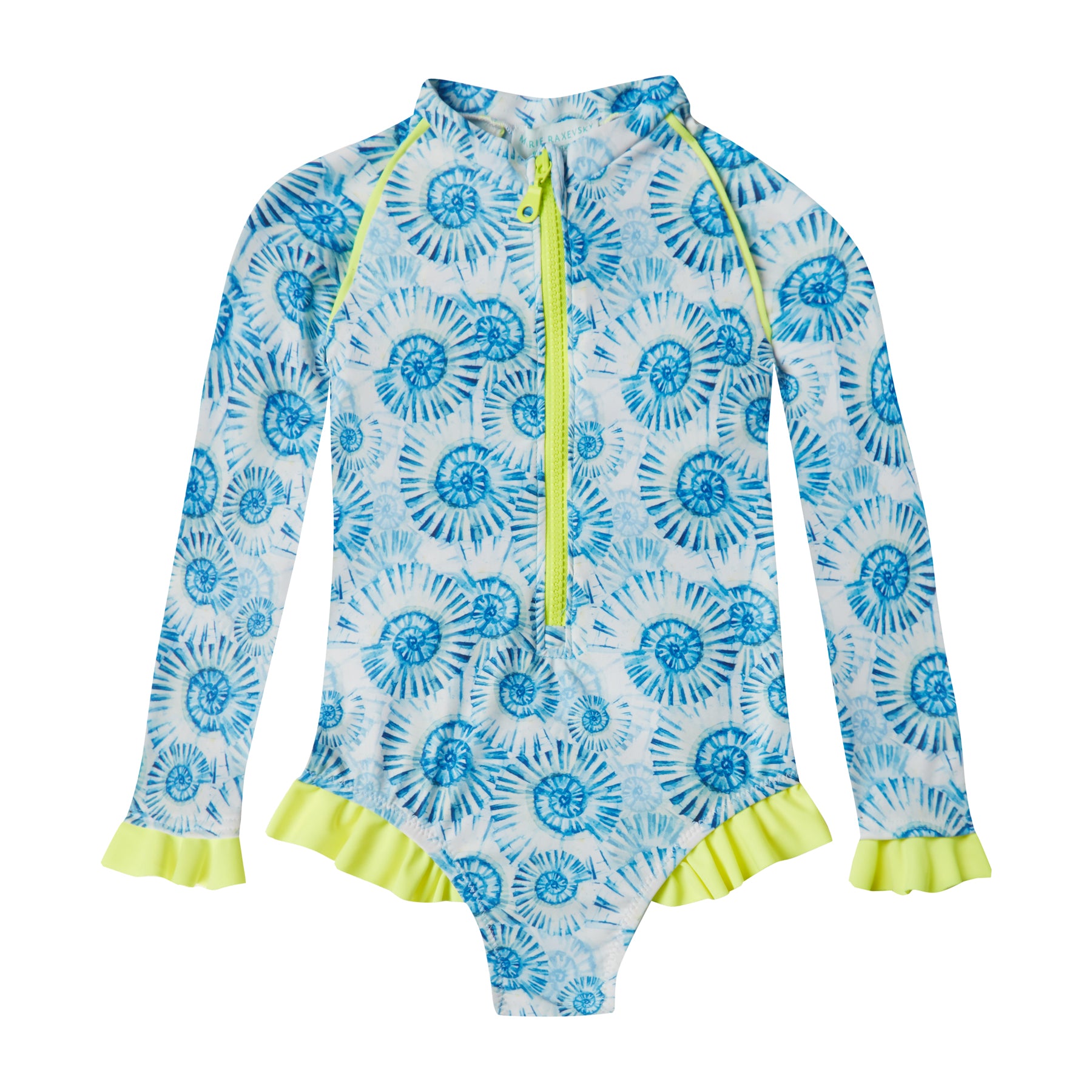 GIRL'S ONE PIECE LONG SLEEVE RUFFLES SEASHELLS – Marie Raxevsky | Beach ...