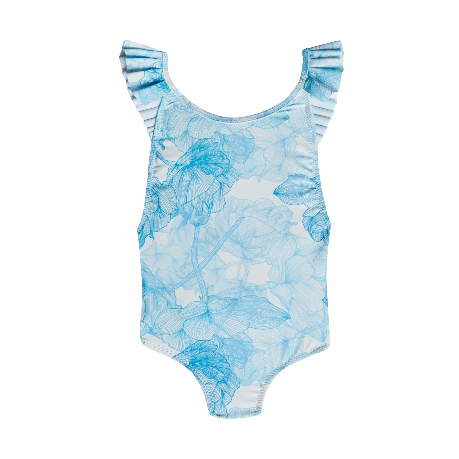 GIRL'S ONE PIECE PLEATED FLOWERS BLUE