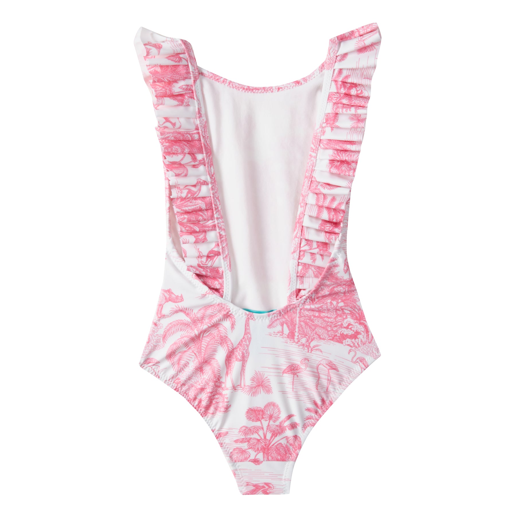 GIRL'S ONE PIECE PLEATED JUNGLE PINK